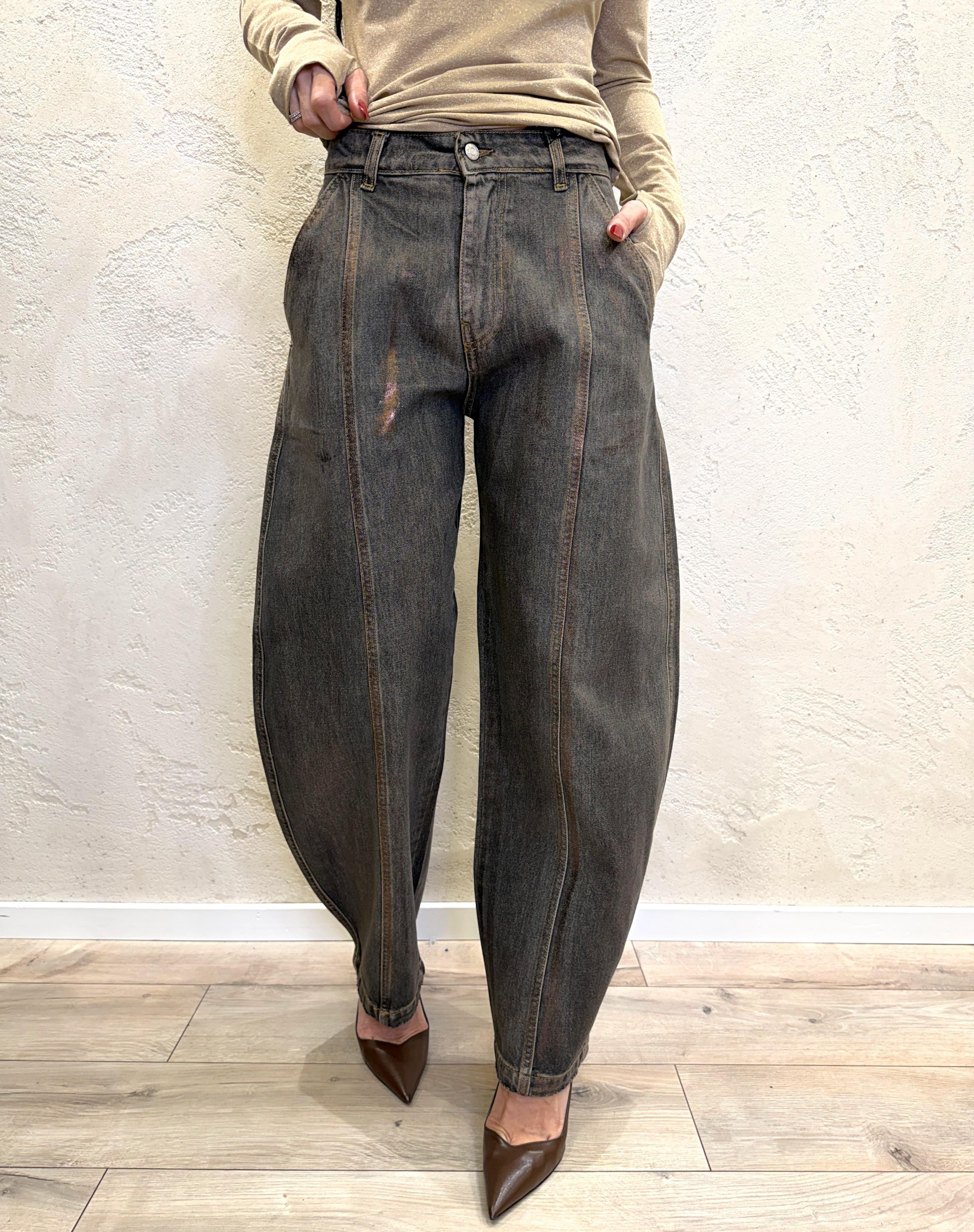 jeans modello balloon effetto spalmato PGZ-P252 GRIGIO HAVEONE