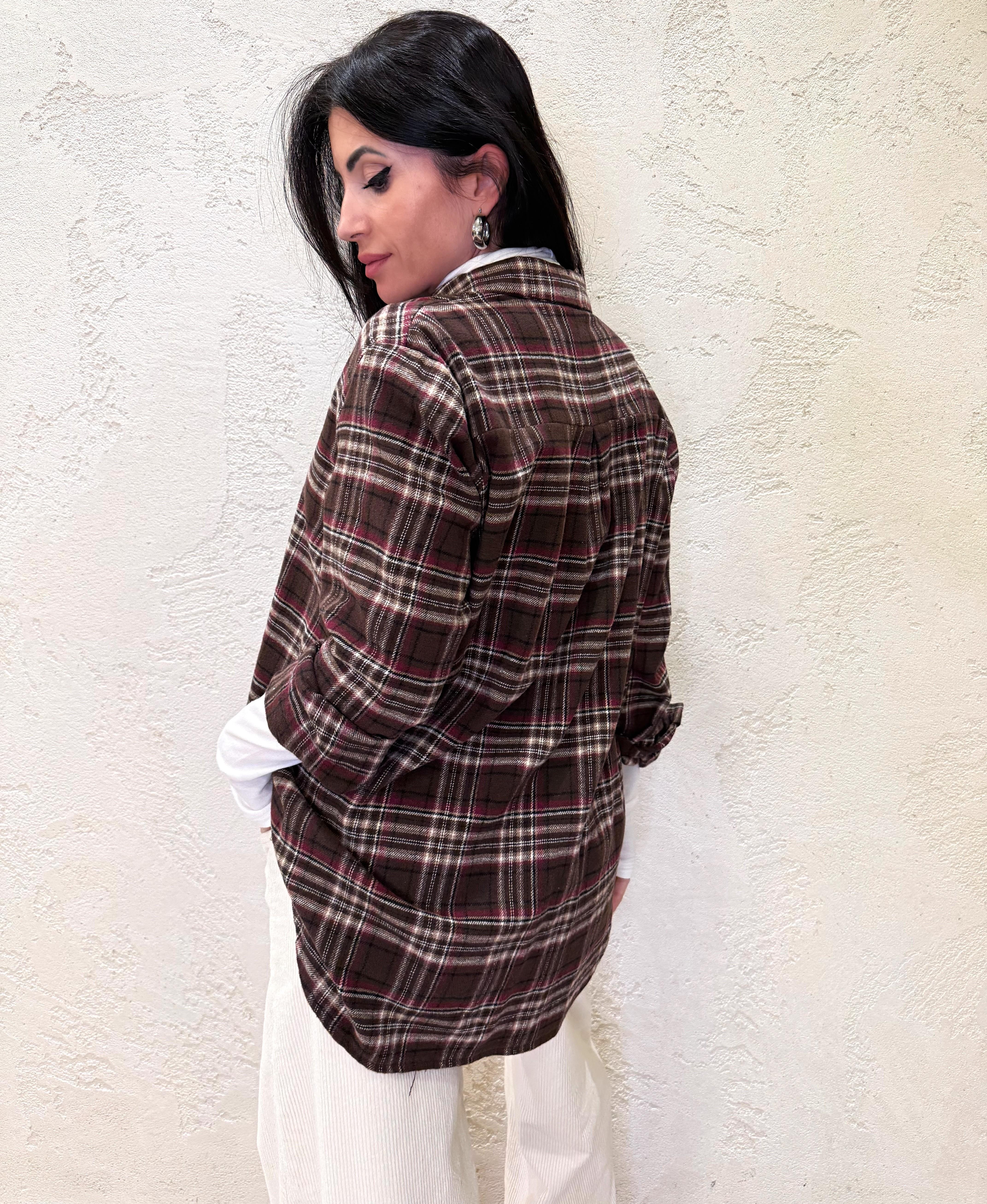 camicia check in flanella CJK-P146 MORO/BURRO/BORDEAUX HAVEONE