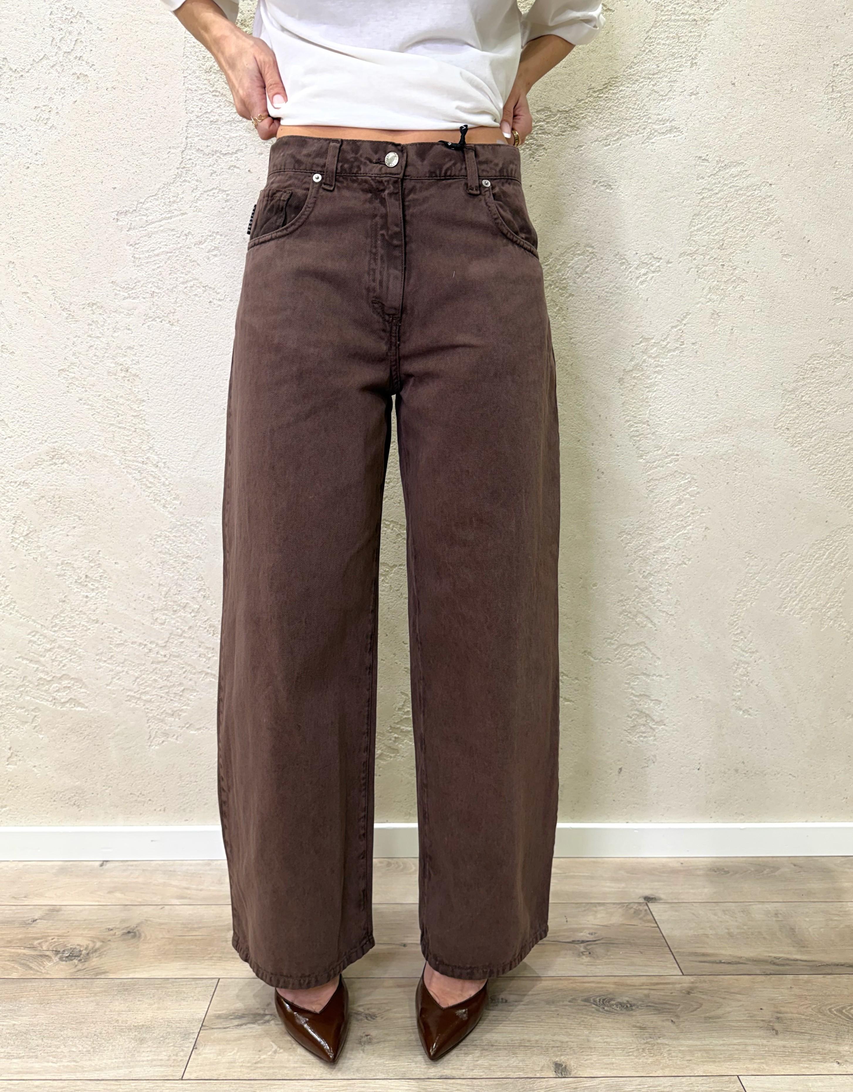 jeans modello bella wide leg in tela ferma PLS-Q030 MORO HAVEONE