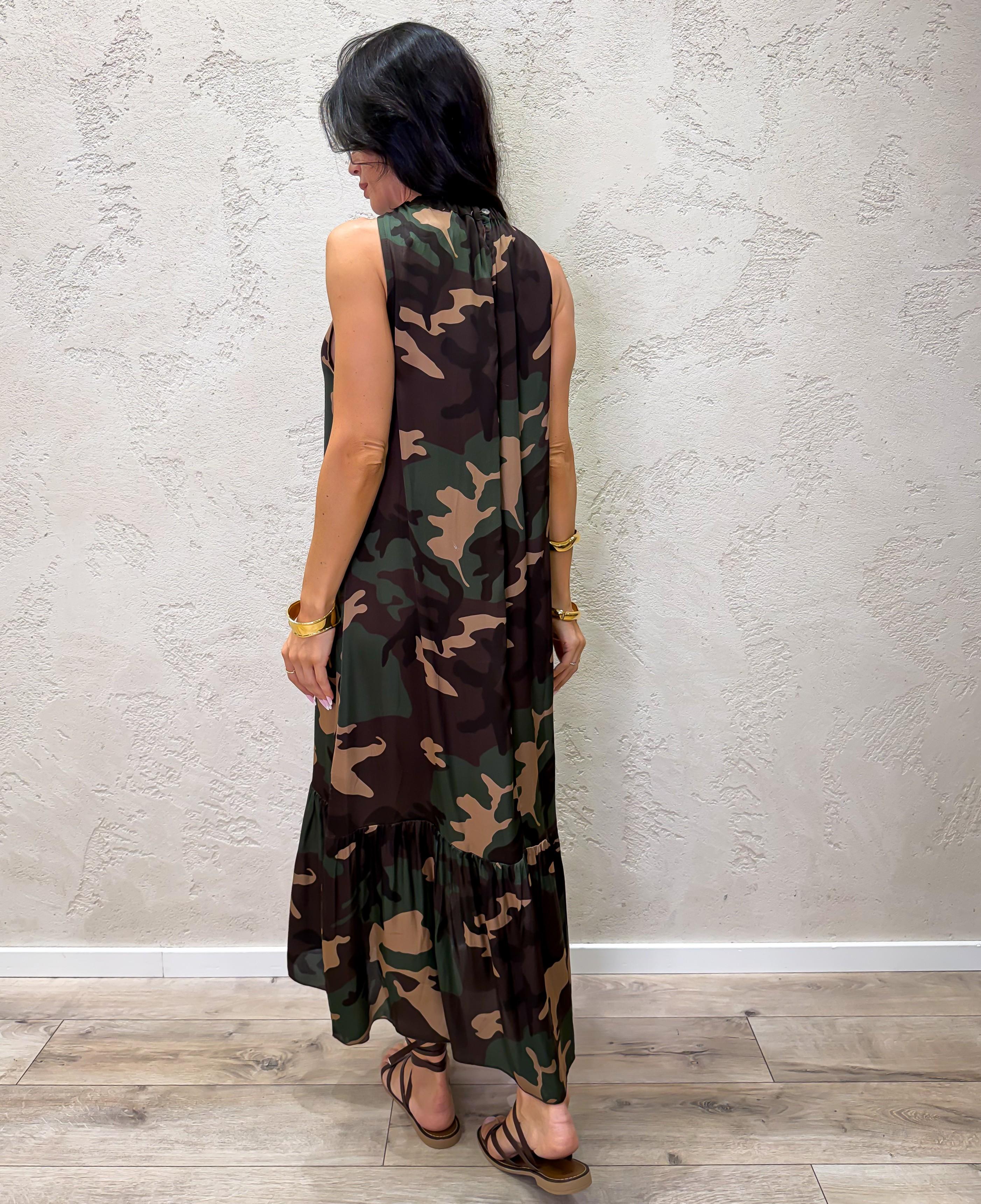 abito midi con scollo all'americana 100% viscosa 245/301/2375 CAMOUFLAGE ELEVI