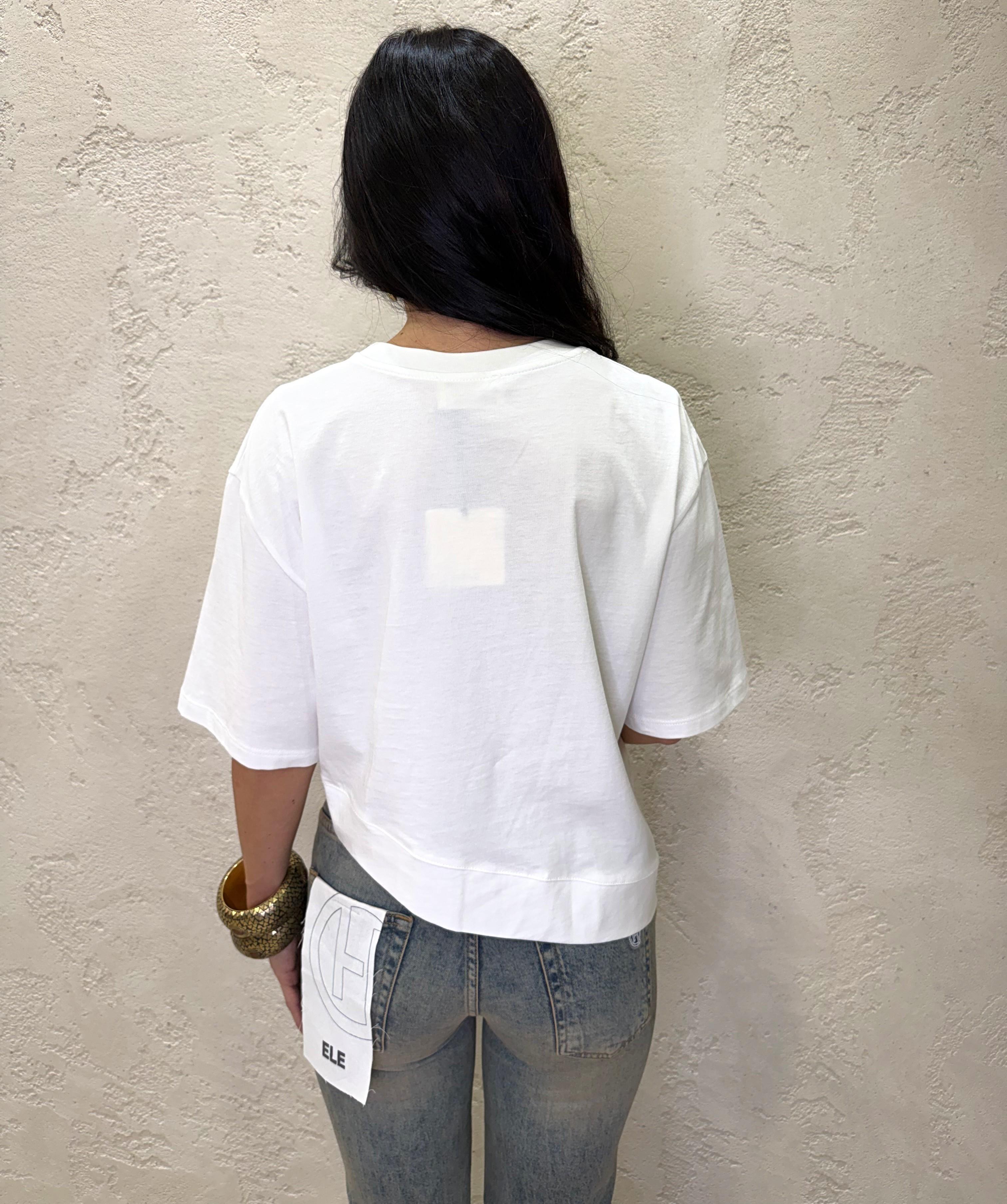 t-shirt a scatoletta asimmetrica UAB0281 BIANCO VICOLO