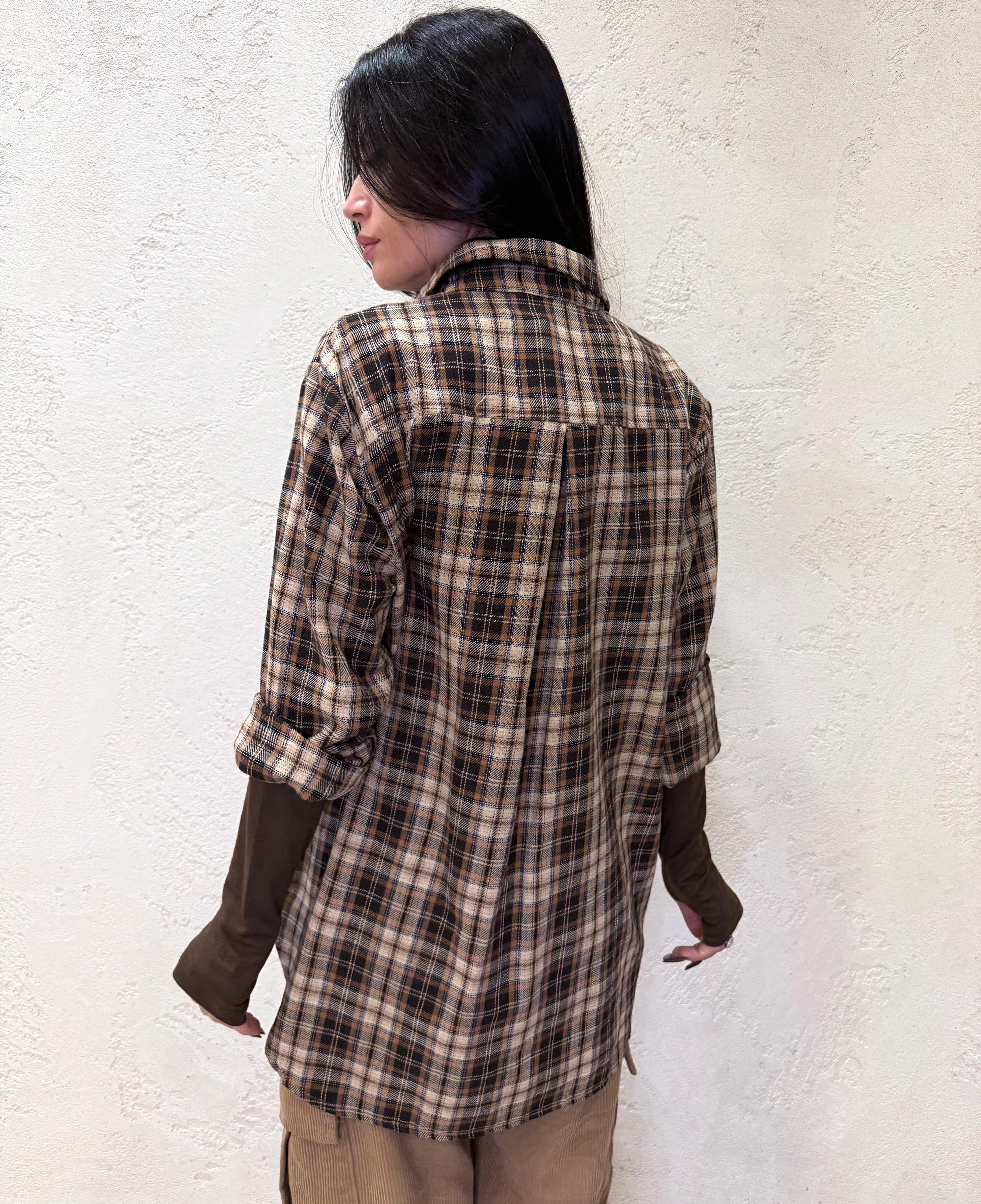 camicia check CJK-P134 BLU/CAMMELLO HAVEONE