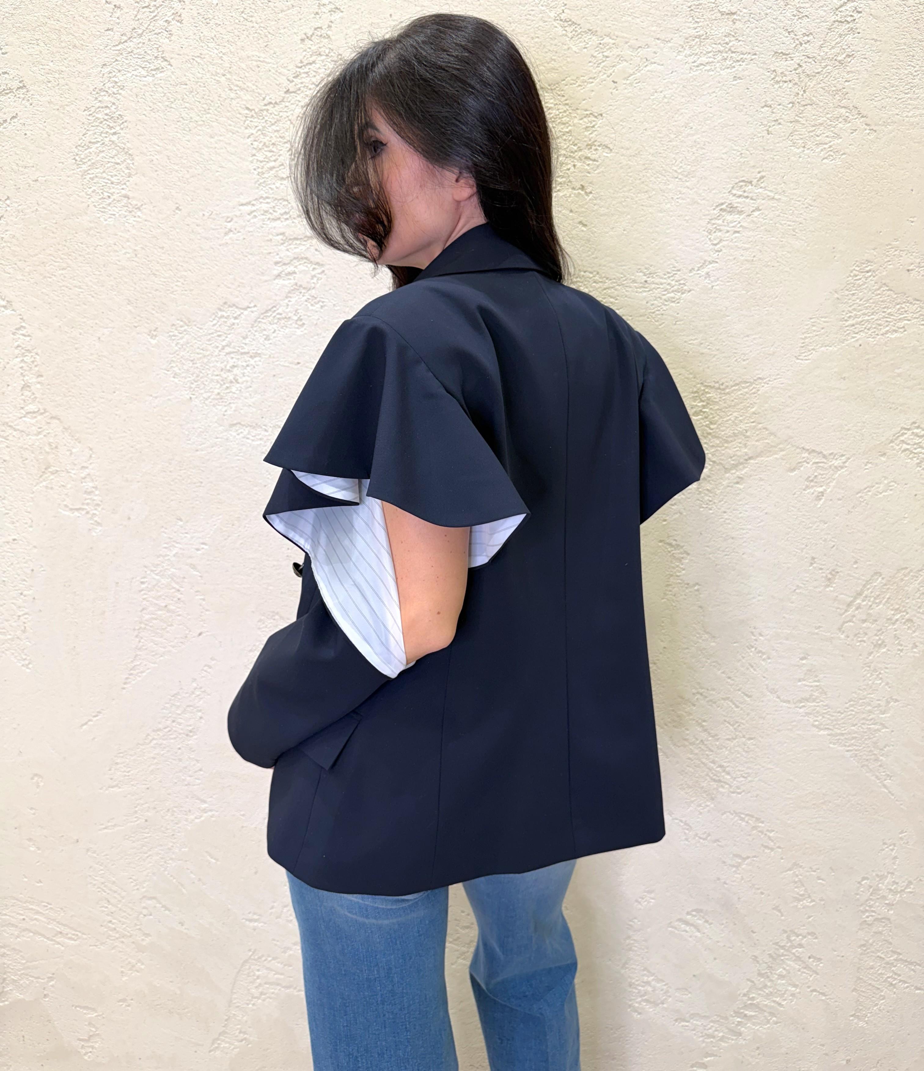 blazer doppio petto con spalle scoperte e rouge TAB0627 BLU NOTTE VICOLO