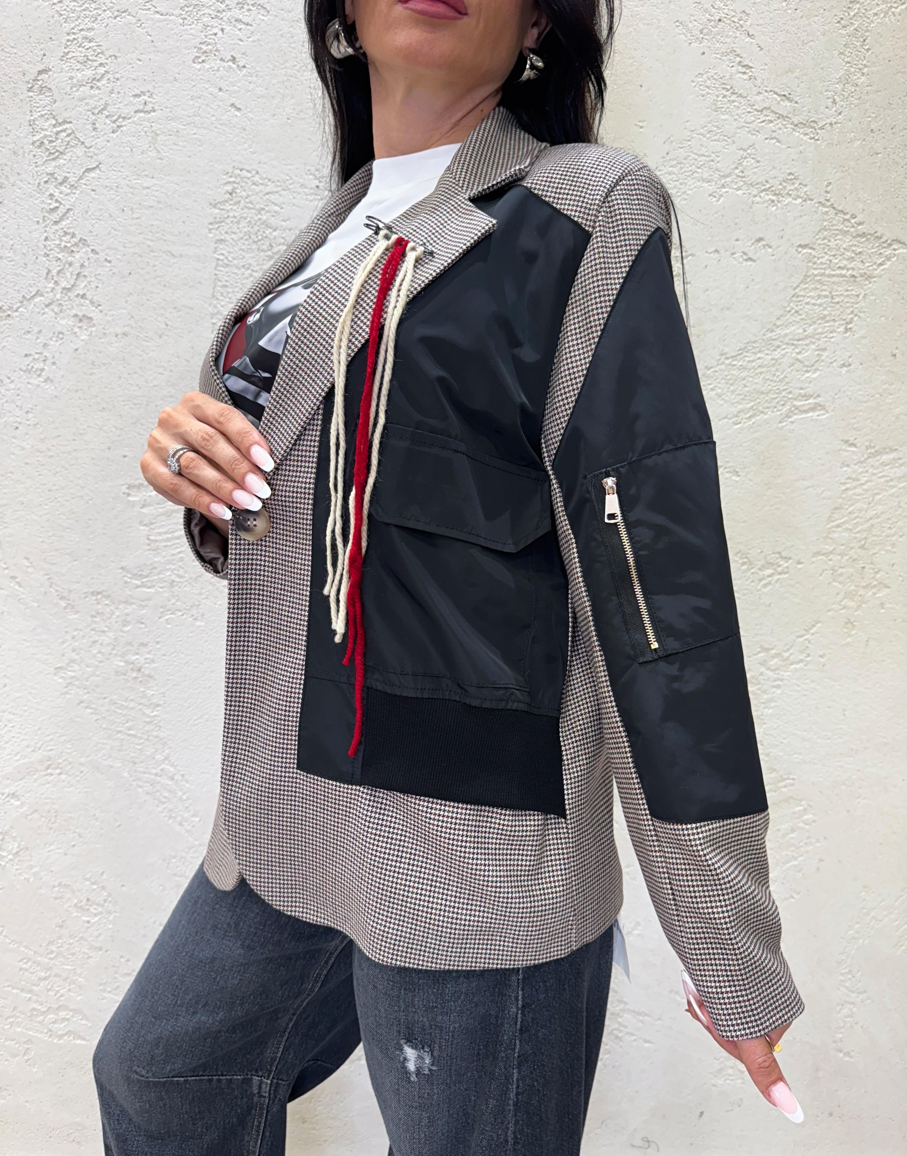 blazer con inserti in nylon S2764 PIEDDEPOULE SUSY MIX