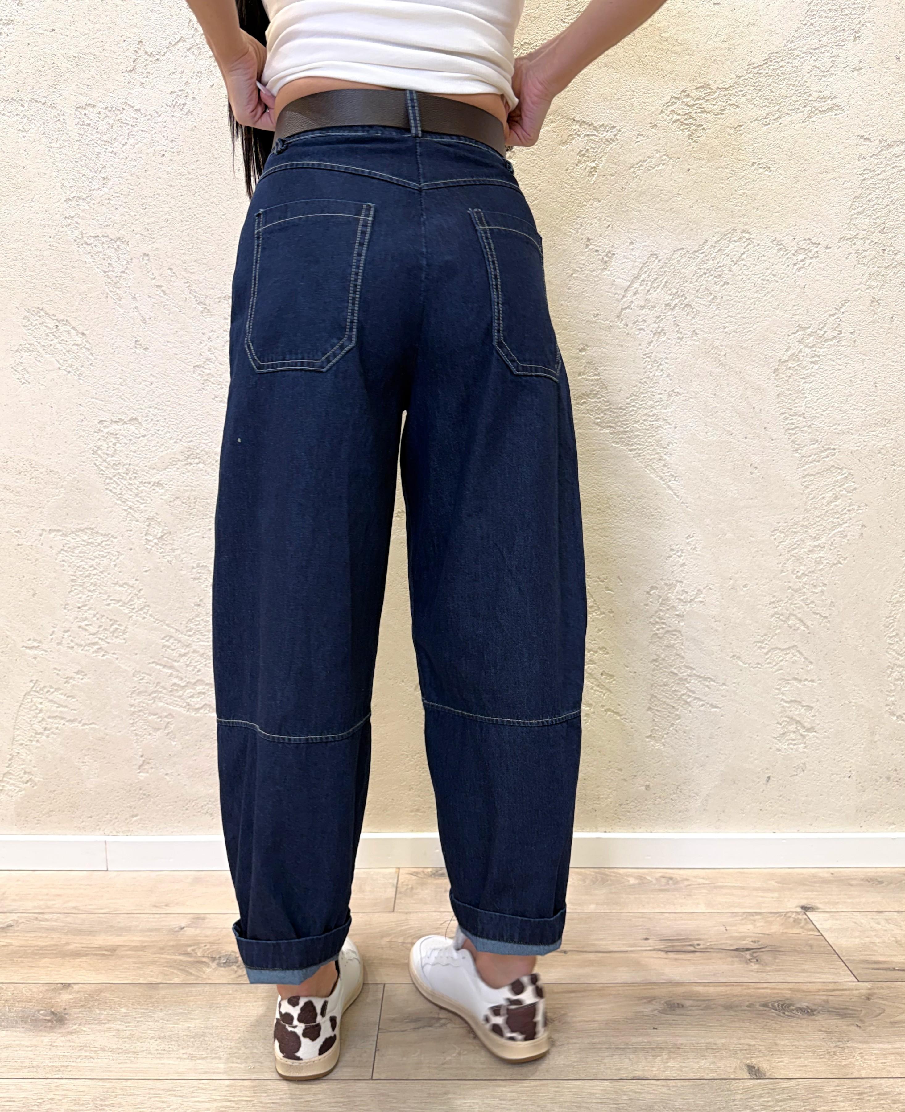 jeans modello baloon stile western 60410P DENIM BLU SUSY MIX