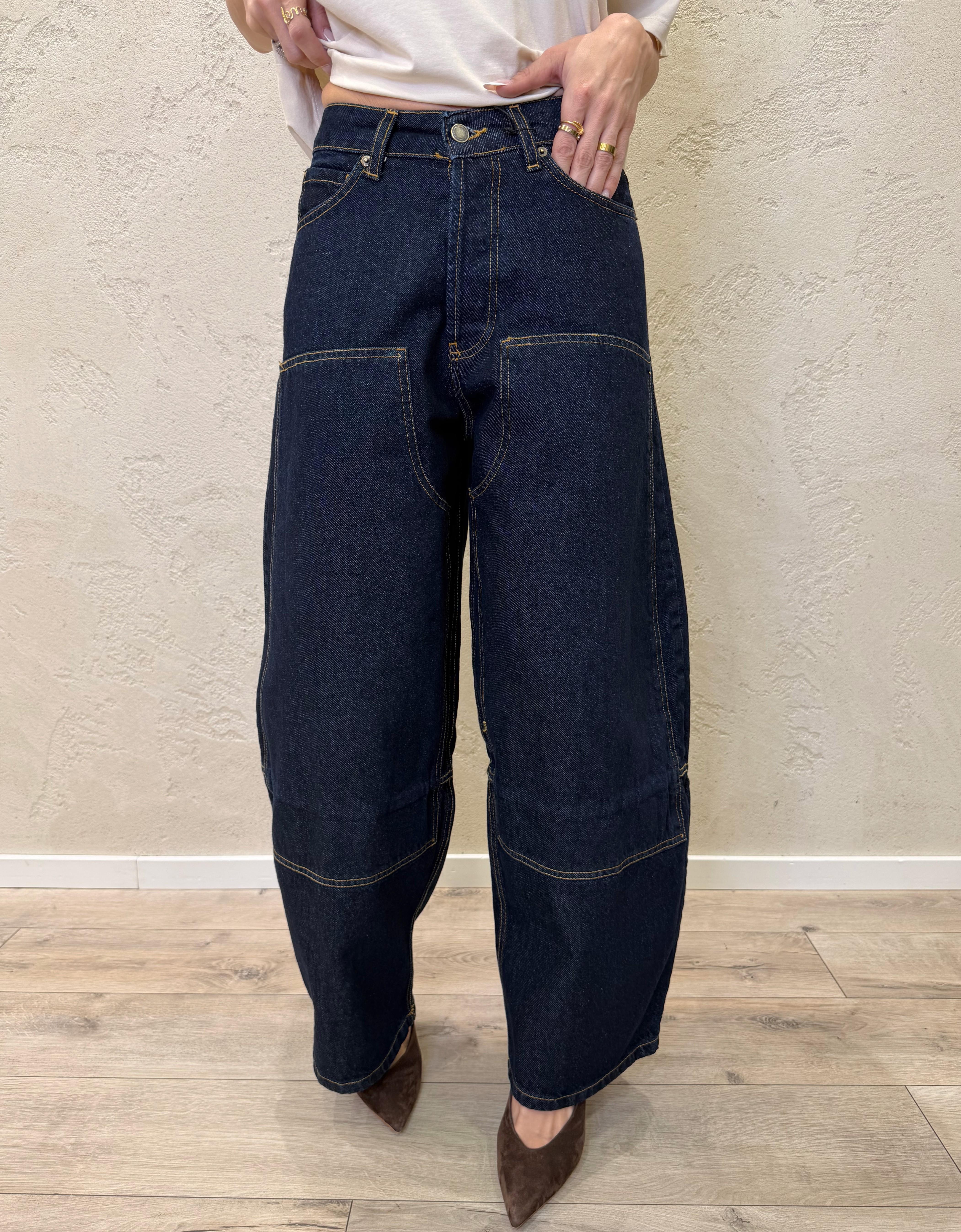 jeans barrel fit western<BR/><BR/> BALL-BLU DENIM BLU TENSIONE IN
