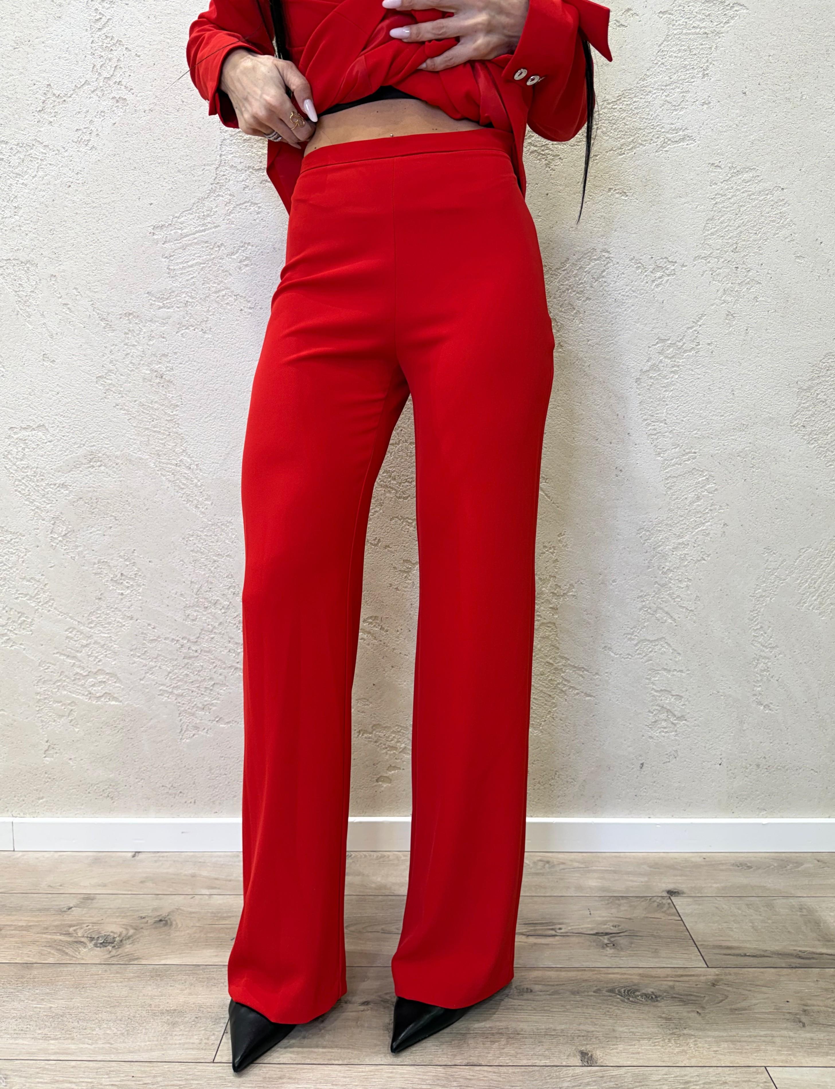 pantalone a palazzo vestibità morbida P9990023V ROSSO IMPERIAL