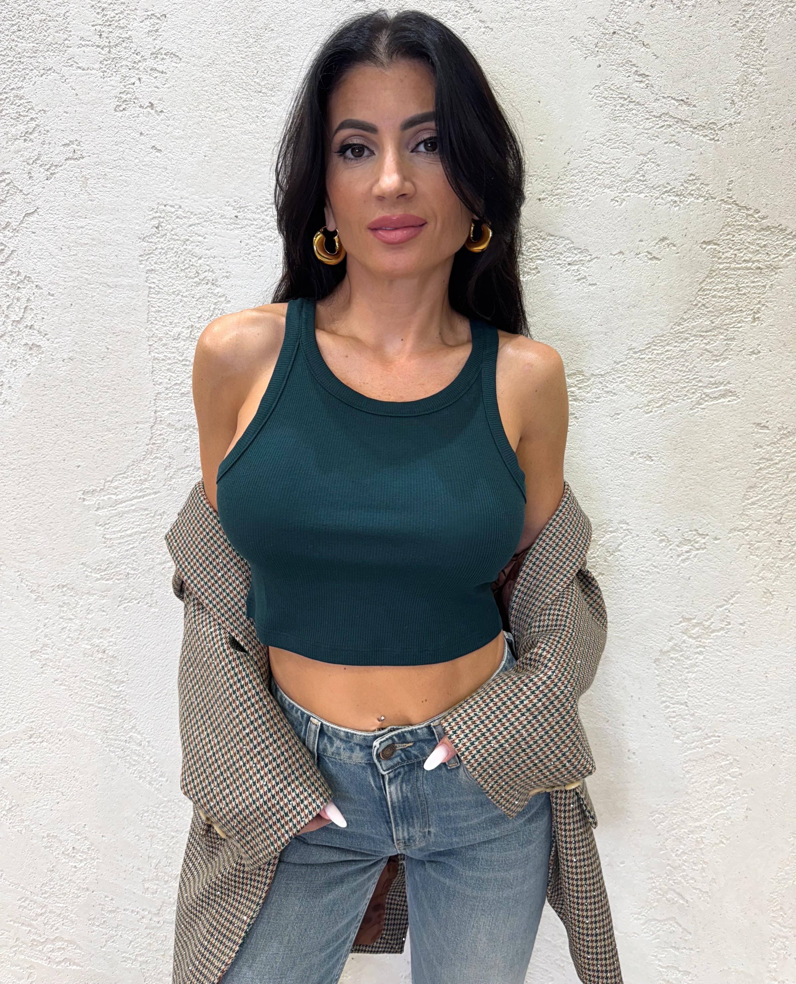 crop top con scollo a vogatore UF0066 VERDE VICOLO