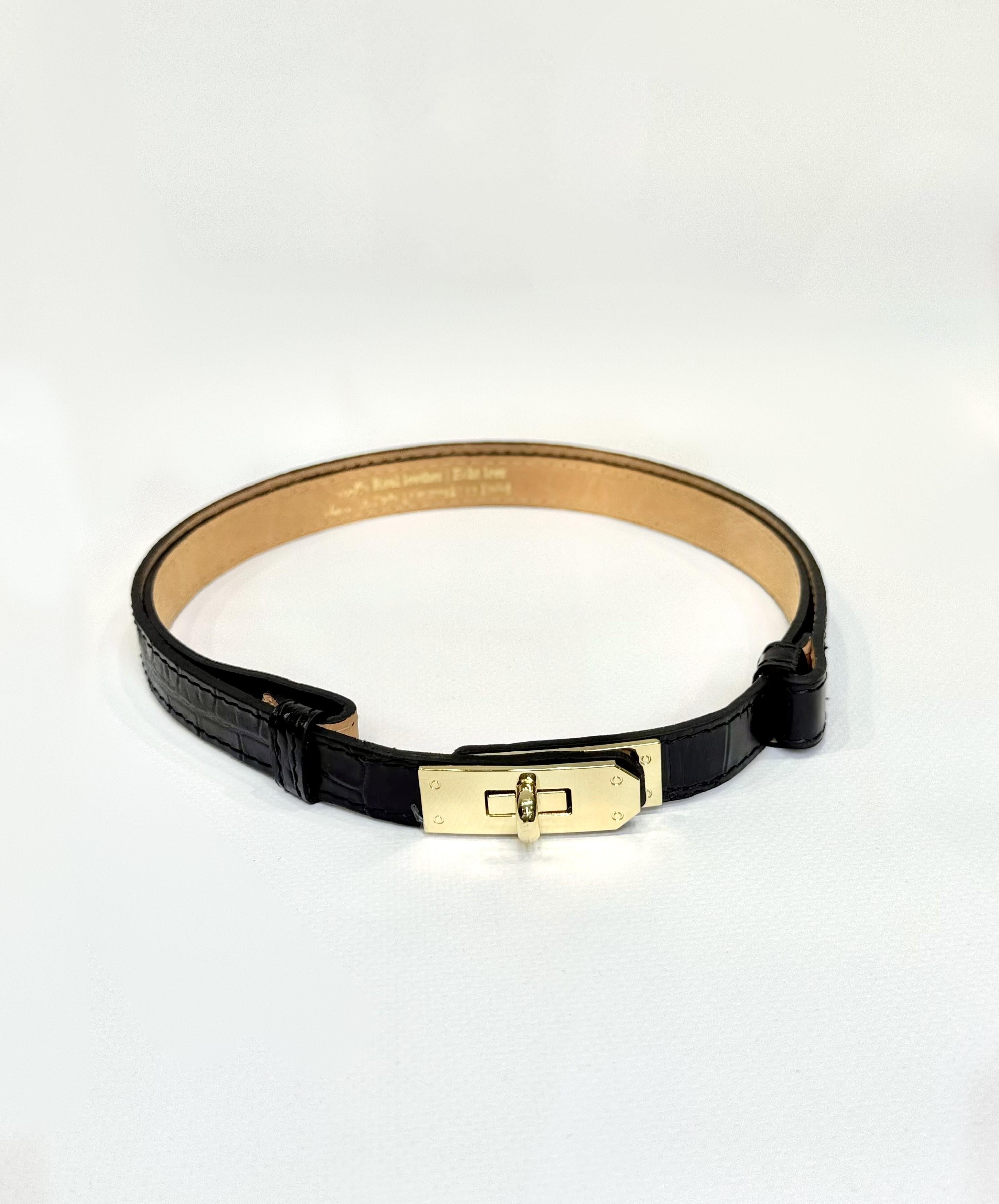 cintura kelly vera pelle CKCOCCODRILLO NERO ELEVI