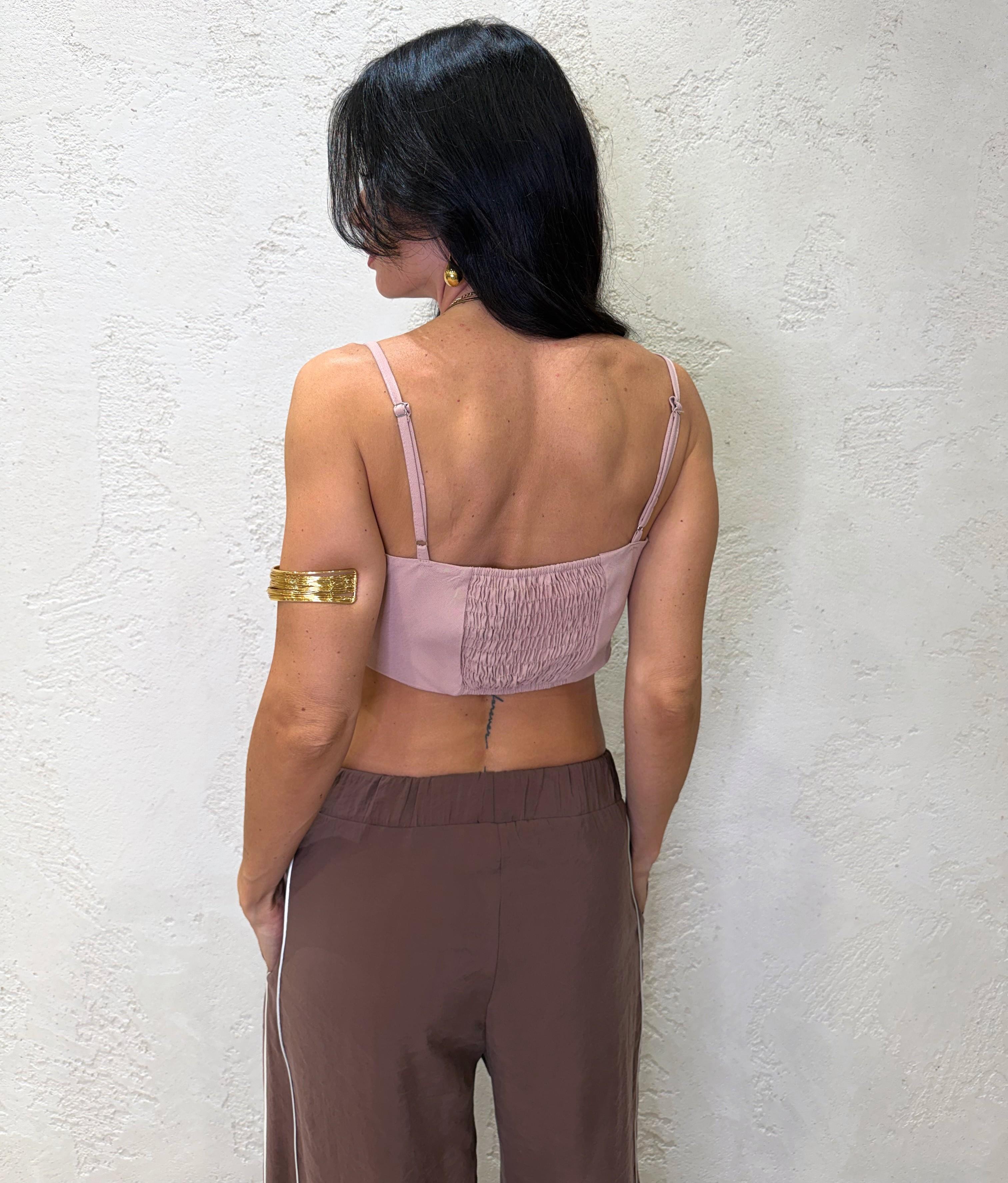 top 100% viscosa con inserto in pizzo RMA-Q246 CIPRIA/FANGO HAVEONE