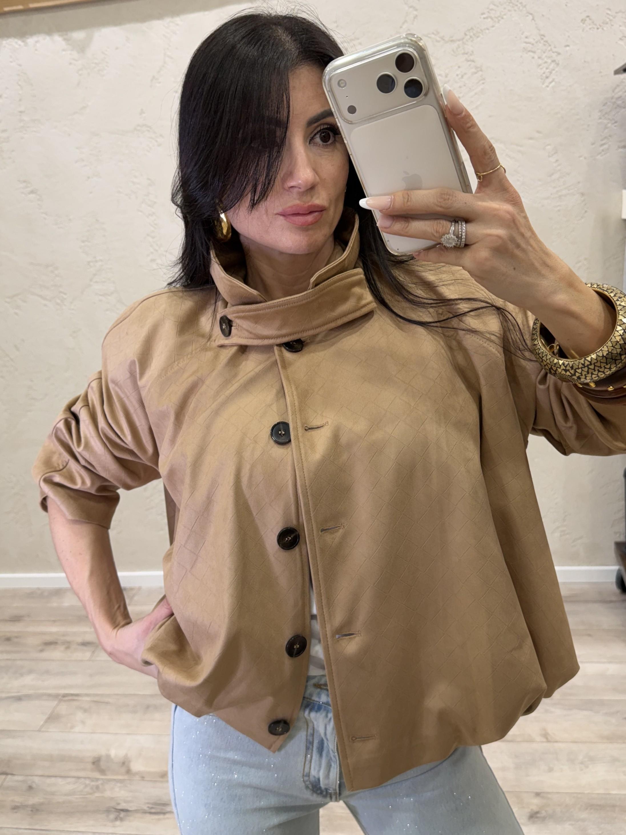 bomber in suede effetto intrecciato 26B4164 BEIGE TENSIONE IN