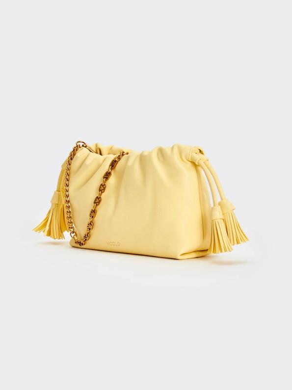 borsa tassel piccola in ecopelle XAB0035 GIALLO VICOLO