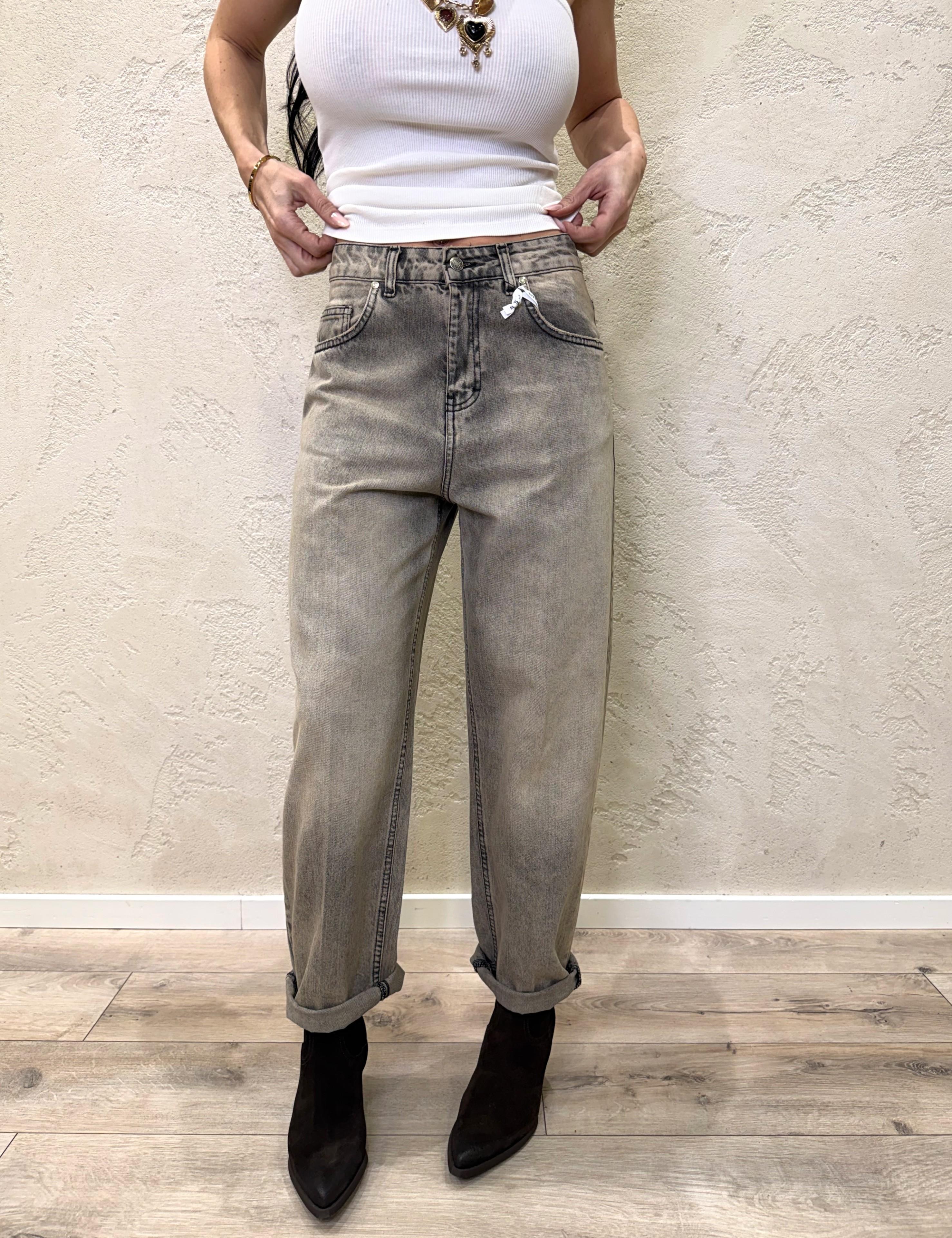 jeans a gamba larga effetto stone washed JDARIAKCEYG GRIGIO SUSY MIX