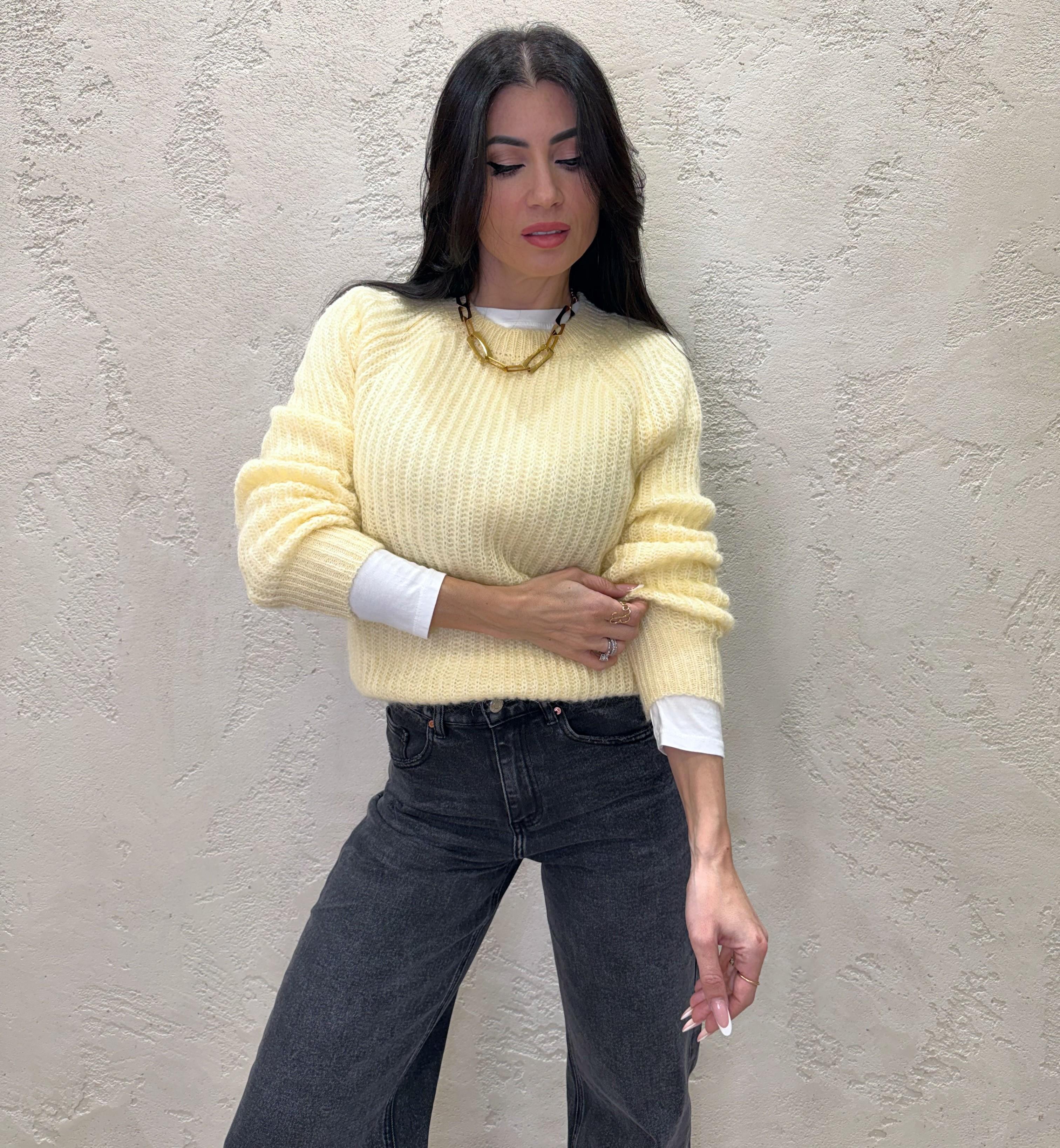 pull misto mohair punto ajour 55086F GIALLO VICOLO