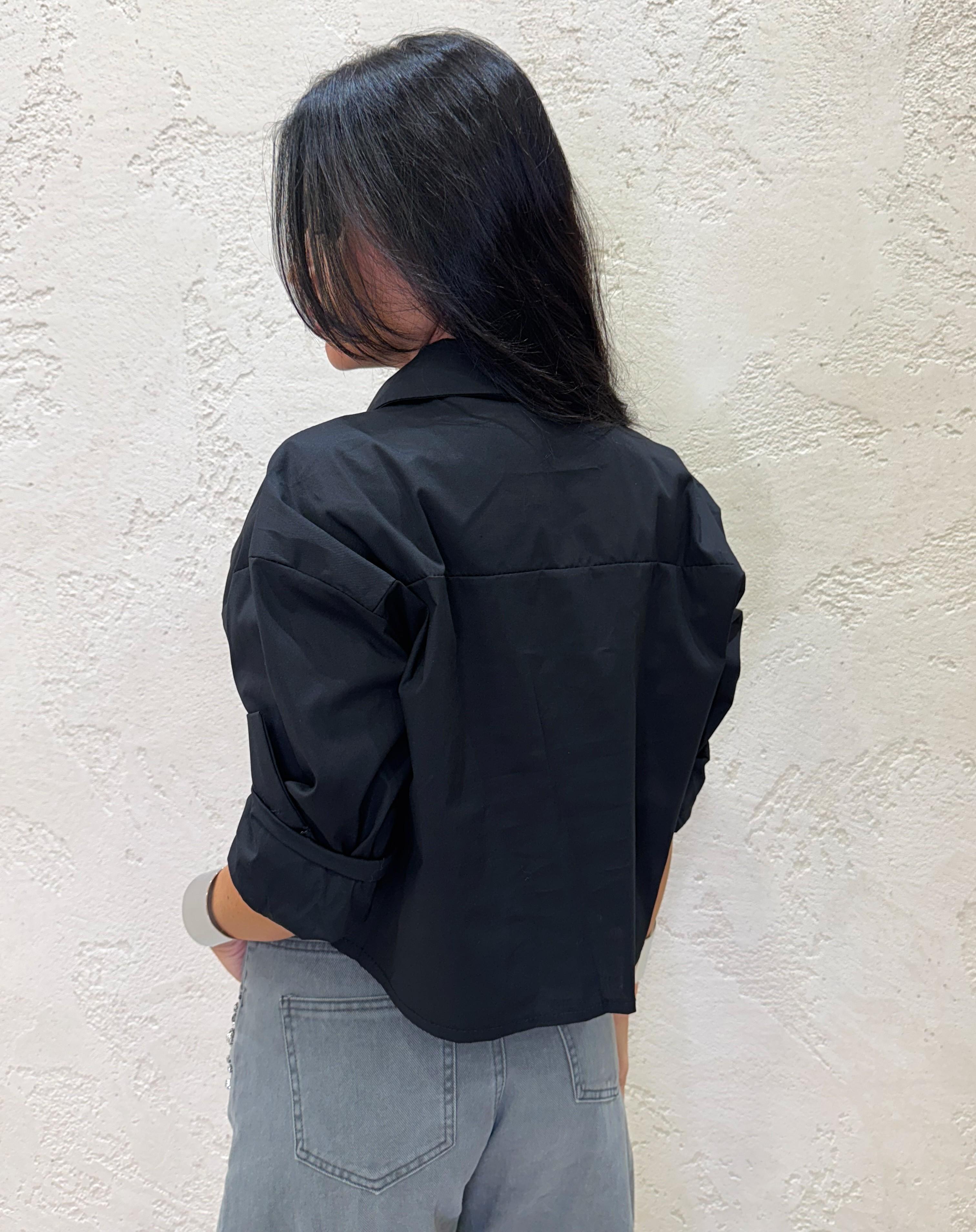 camicia crop con tasche CAMICROP NERO ELEVI