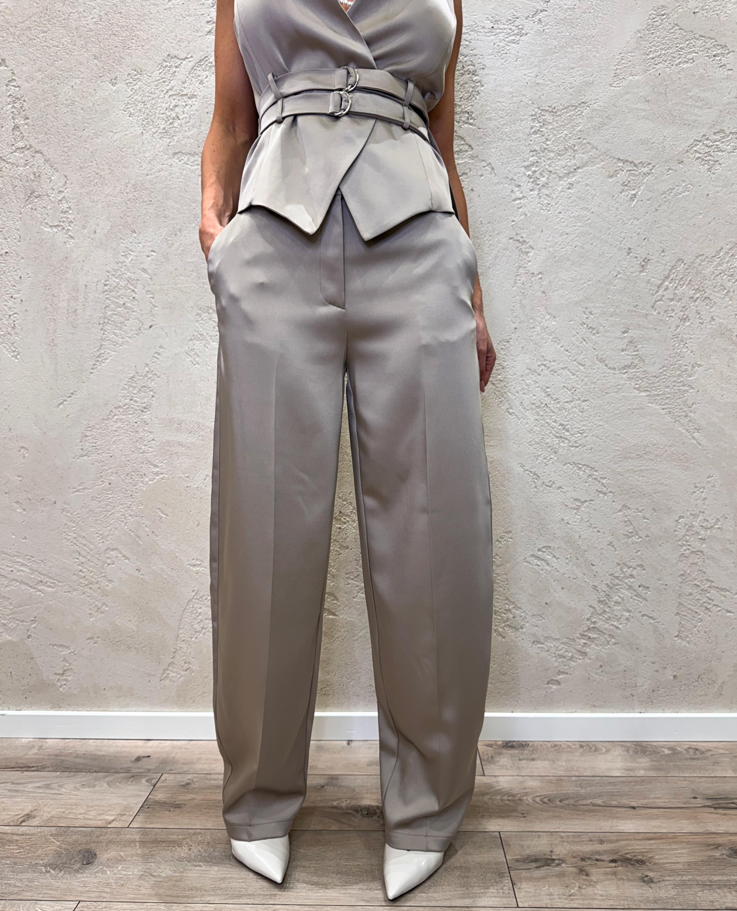 pantalone in raso a ferro di cavallo PES4JJJ MASTICE IMPERIAL