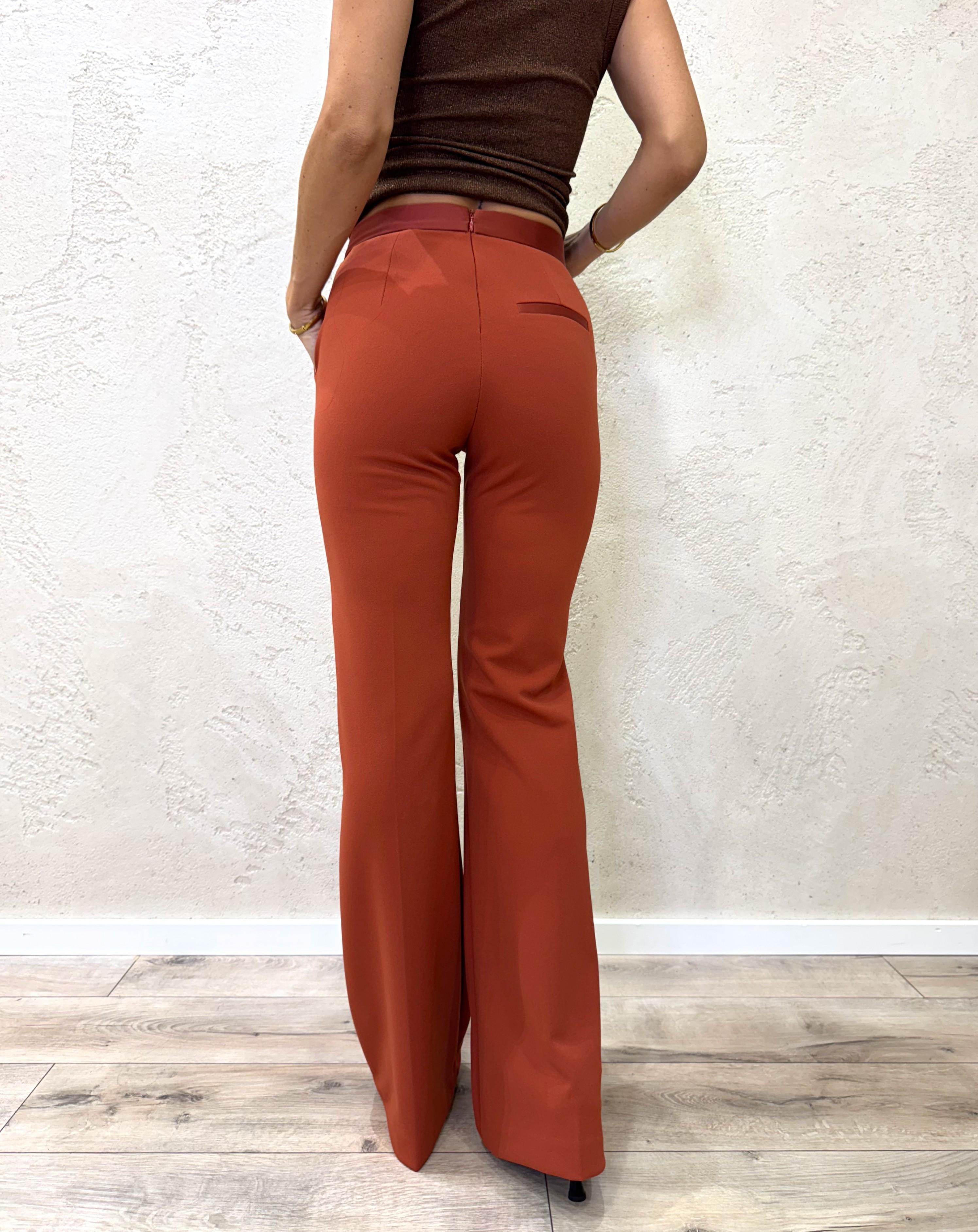 pantalone a zampa in crepe elasticizzato P3E9KAW ZUCCA IMPERIAL