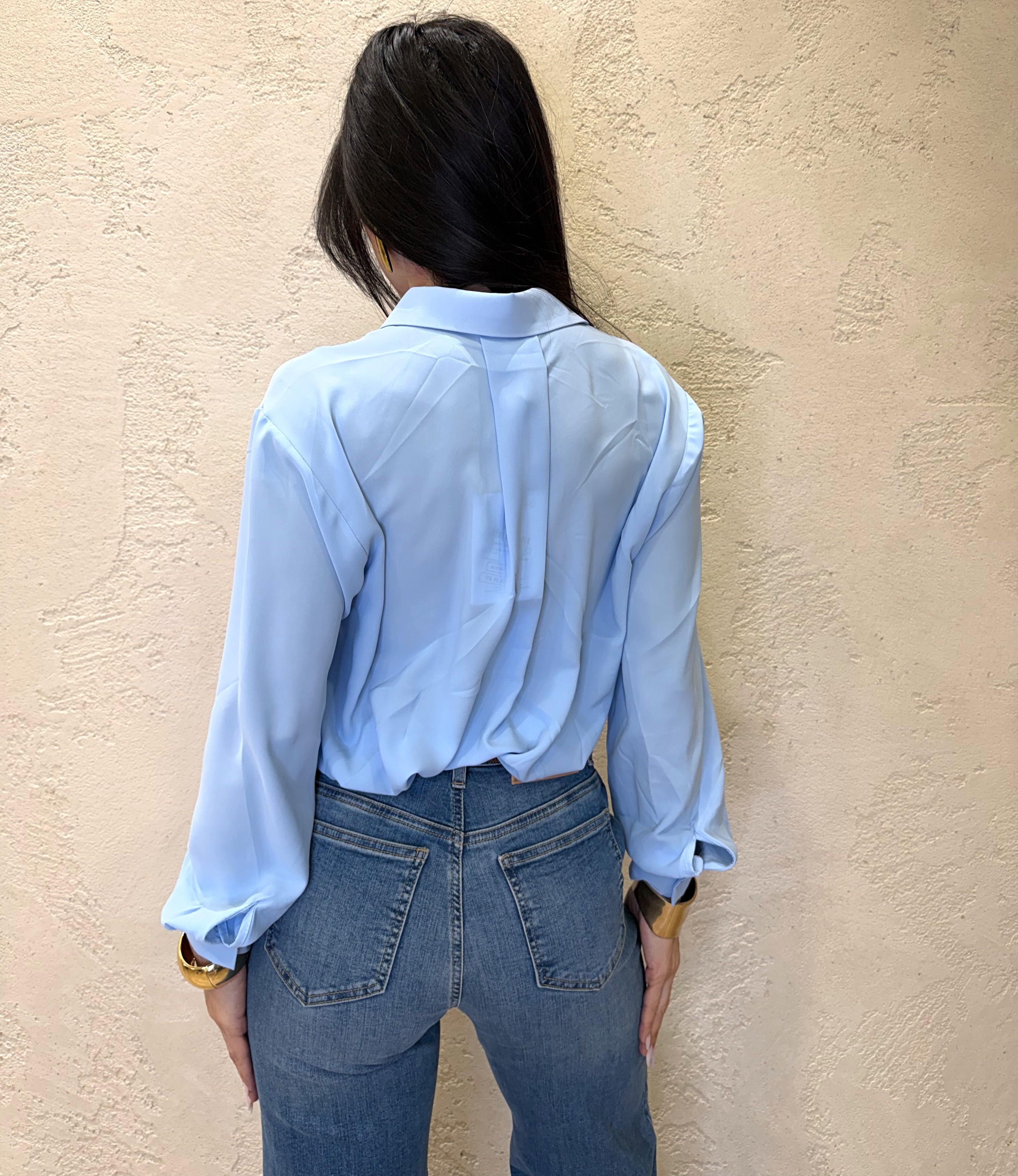 camicia in tessuto fluido con taschine 26Y928N18 CELESTE SUSY MIX