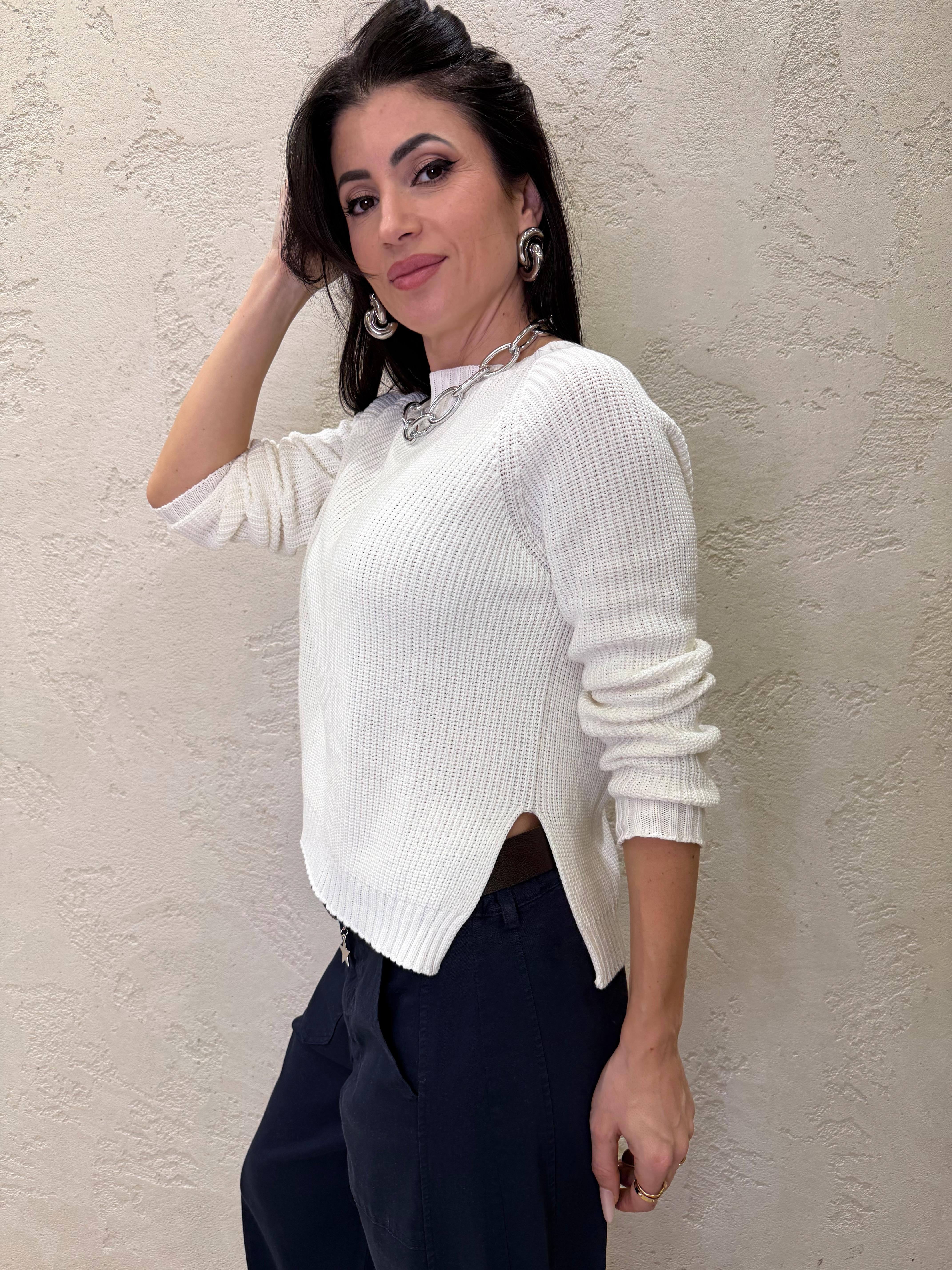 pull in maglia punto pannocchia 61041 AVORIO SUSY MIX