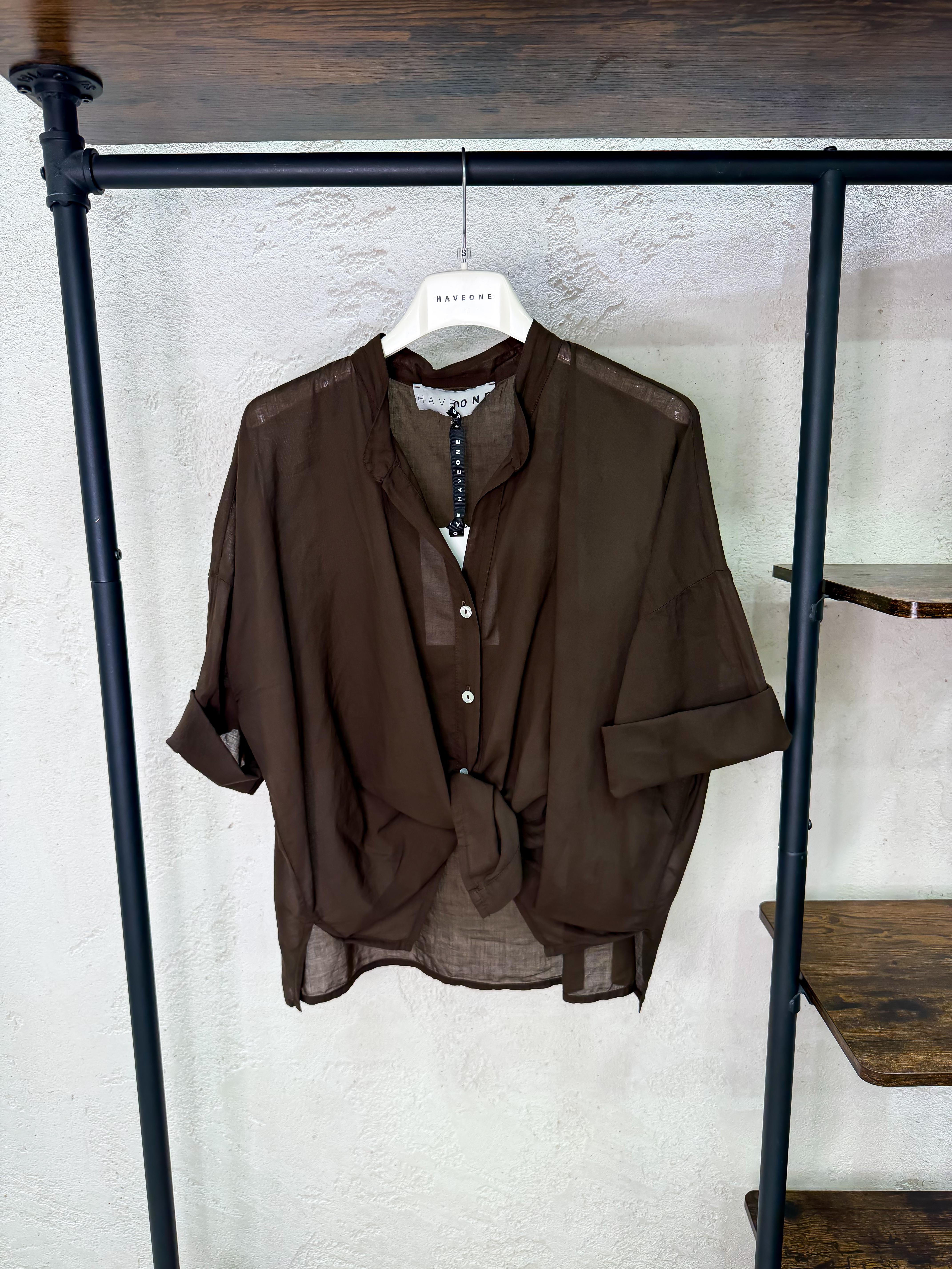 camicia in mussola con collo alla coreana CFL-Q387 MORO HAVEONE