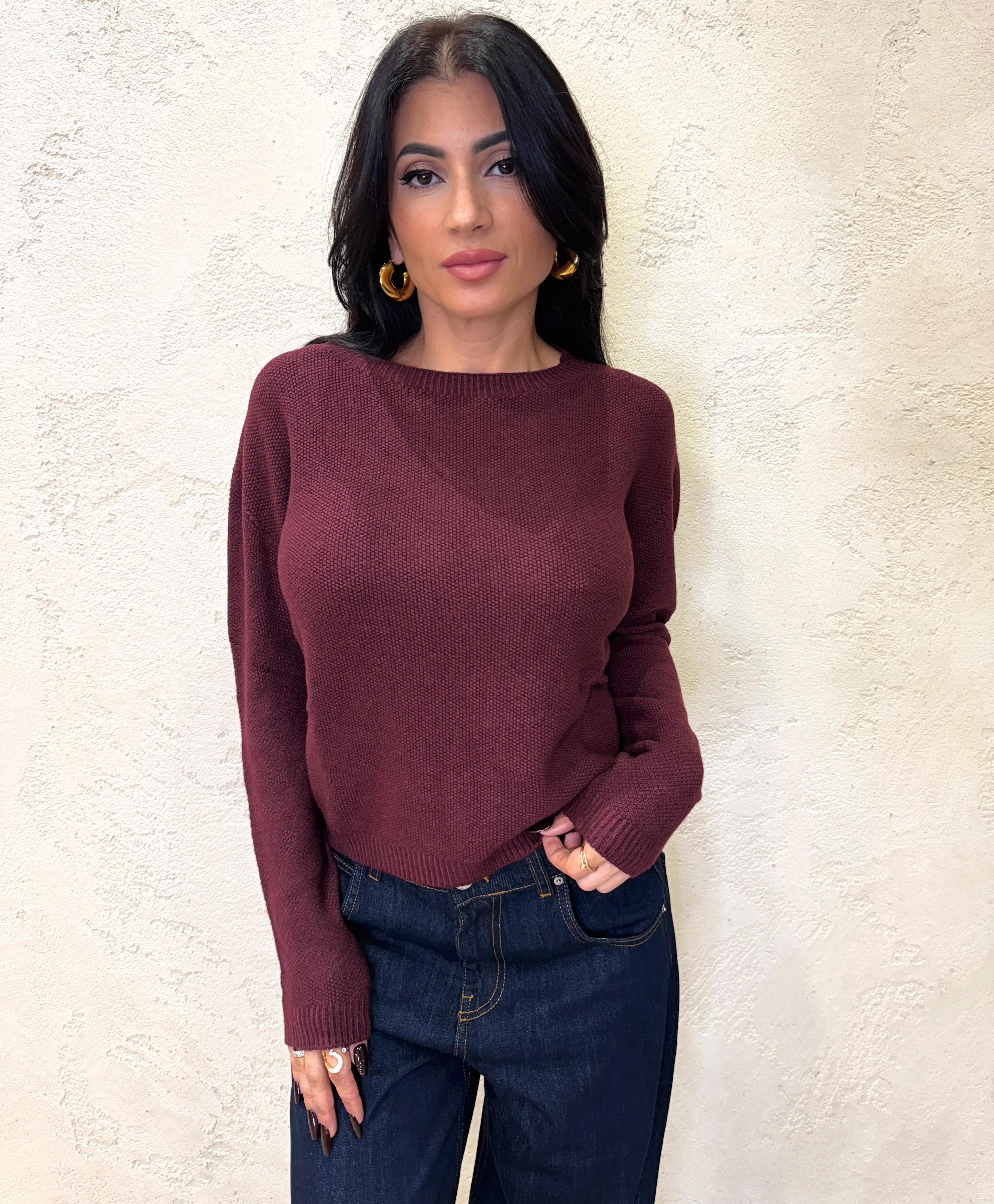 maglia girocollo a punto riso 78172J VINO SUSY MIX