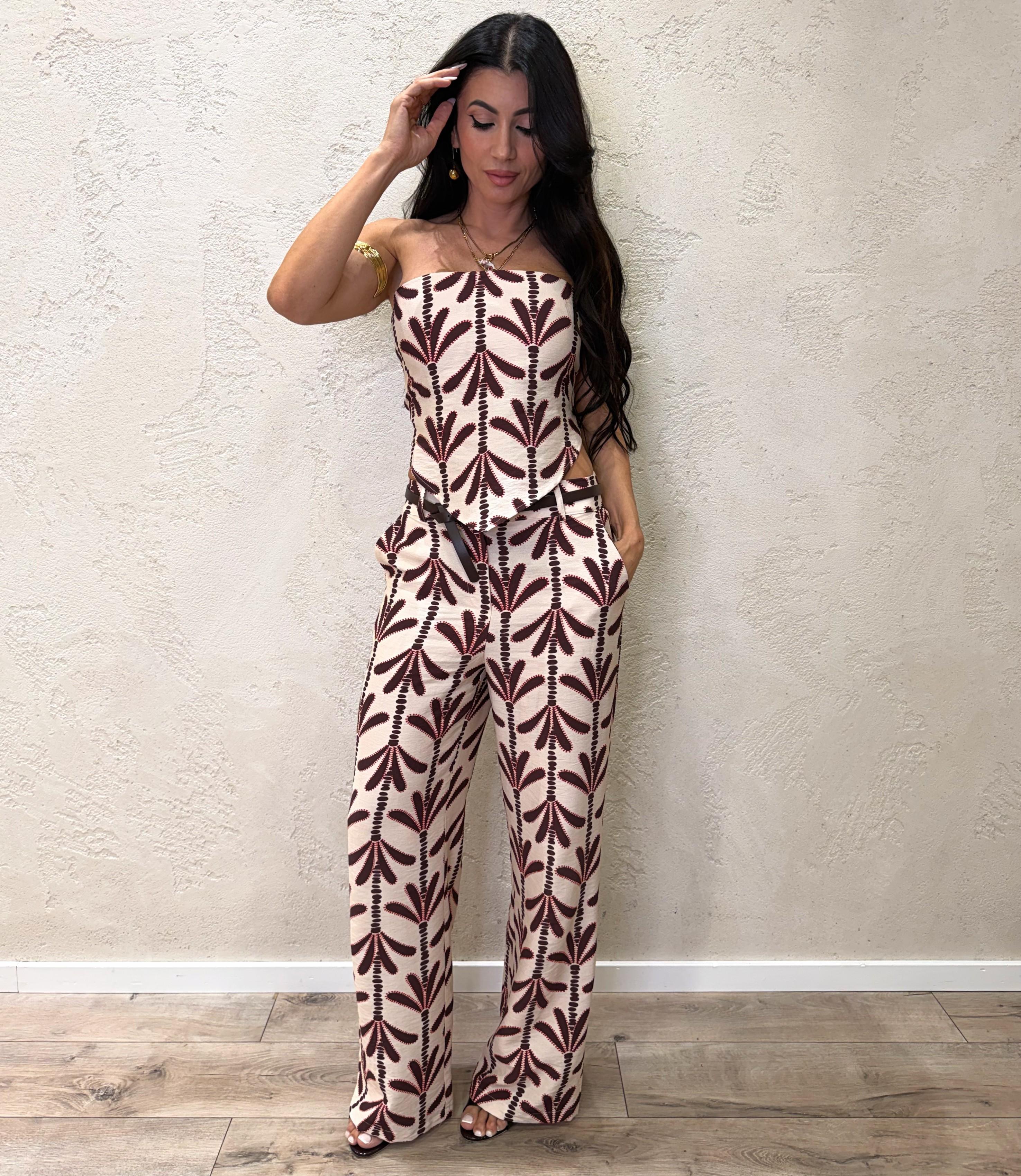 pantalone luido a palazzo con cintura integrata PIA-Q636 FANTASIA HAVEONE