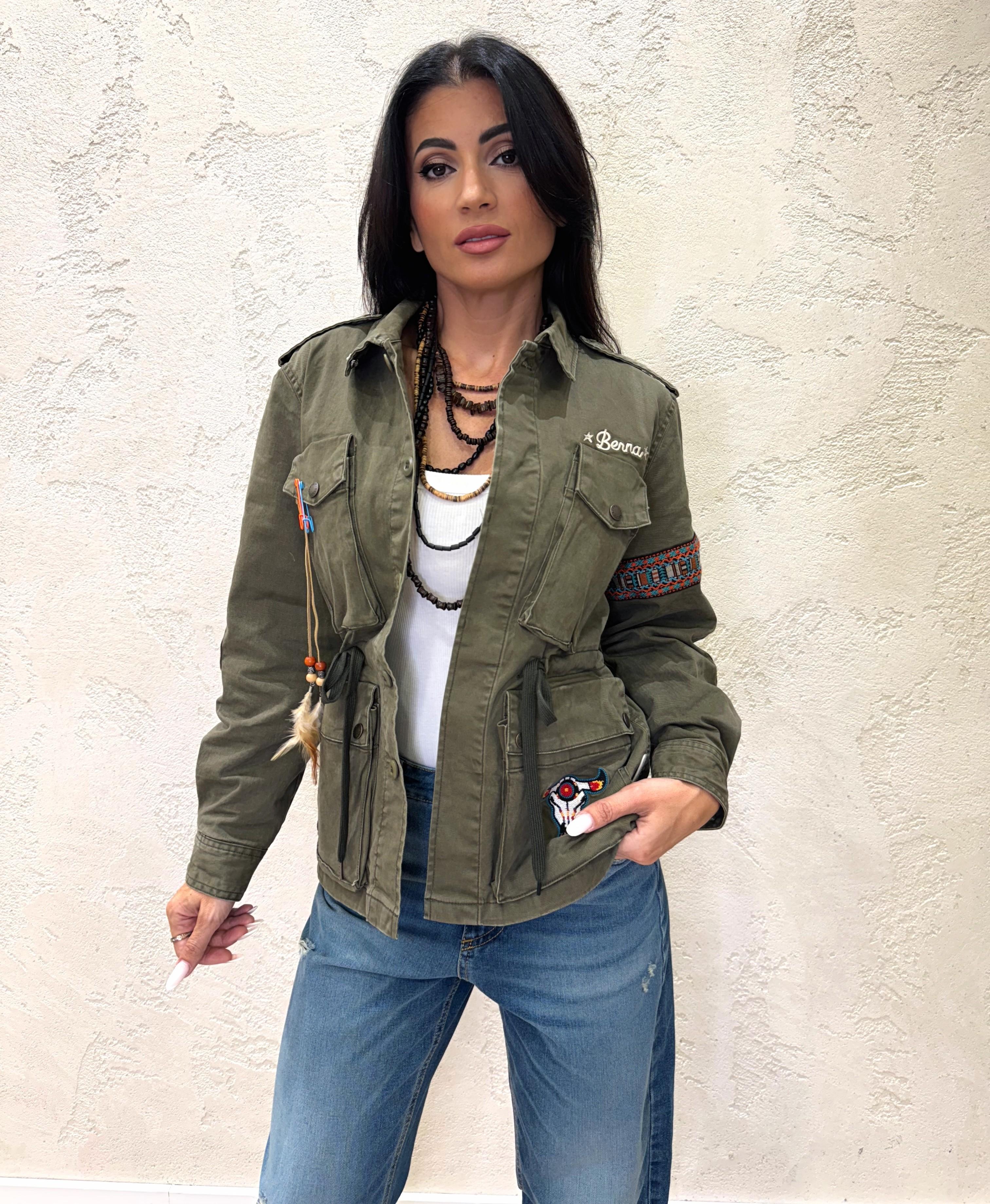 giacca sahariana indie M2522836 VERDE MILITARE3 BERNA