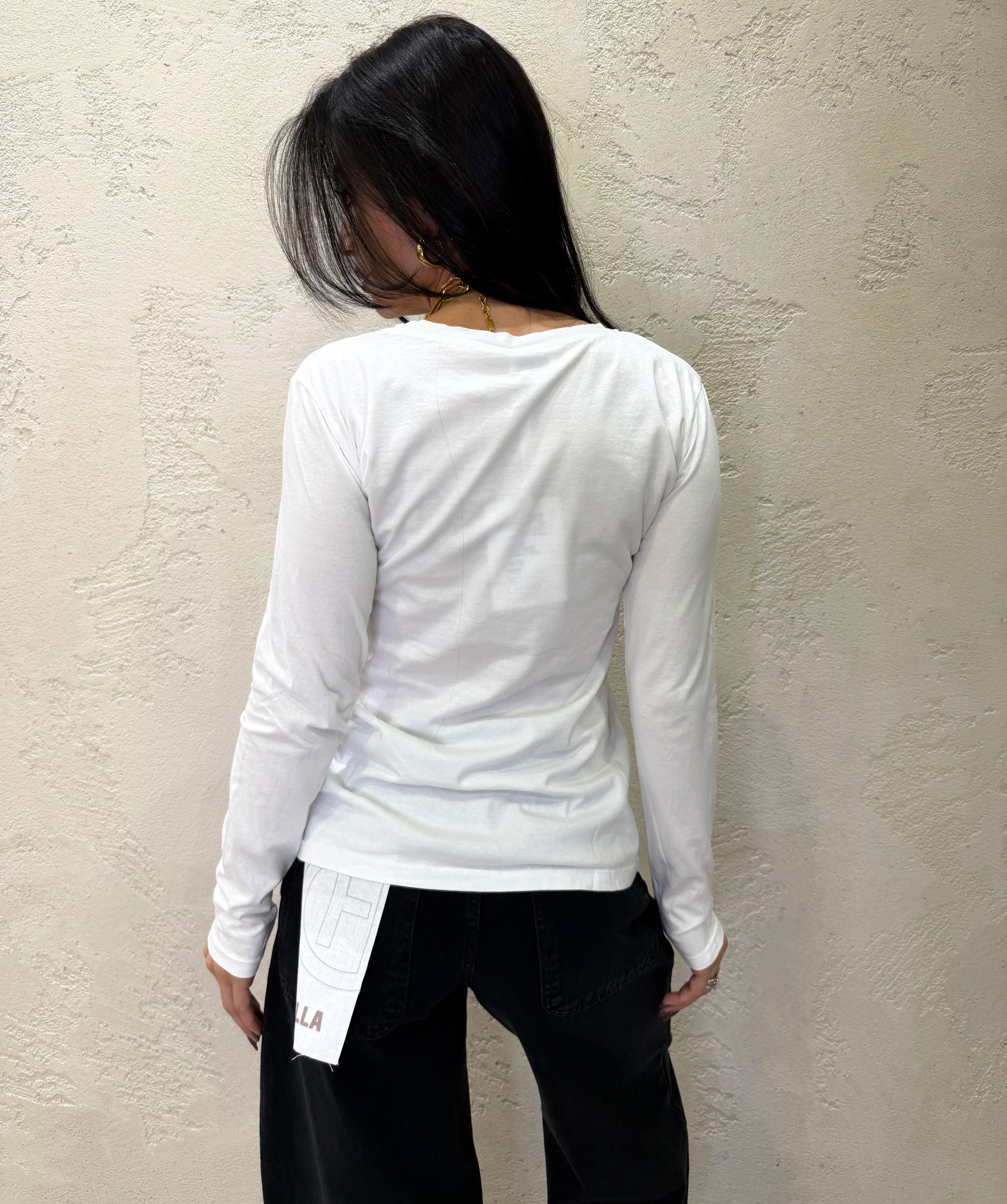 t-shirt basica a maniche lunghe 2646 BIANCO SUSY MIX