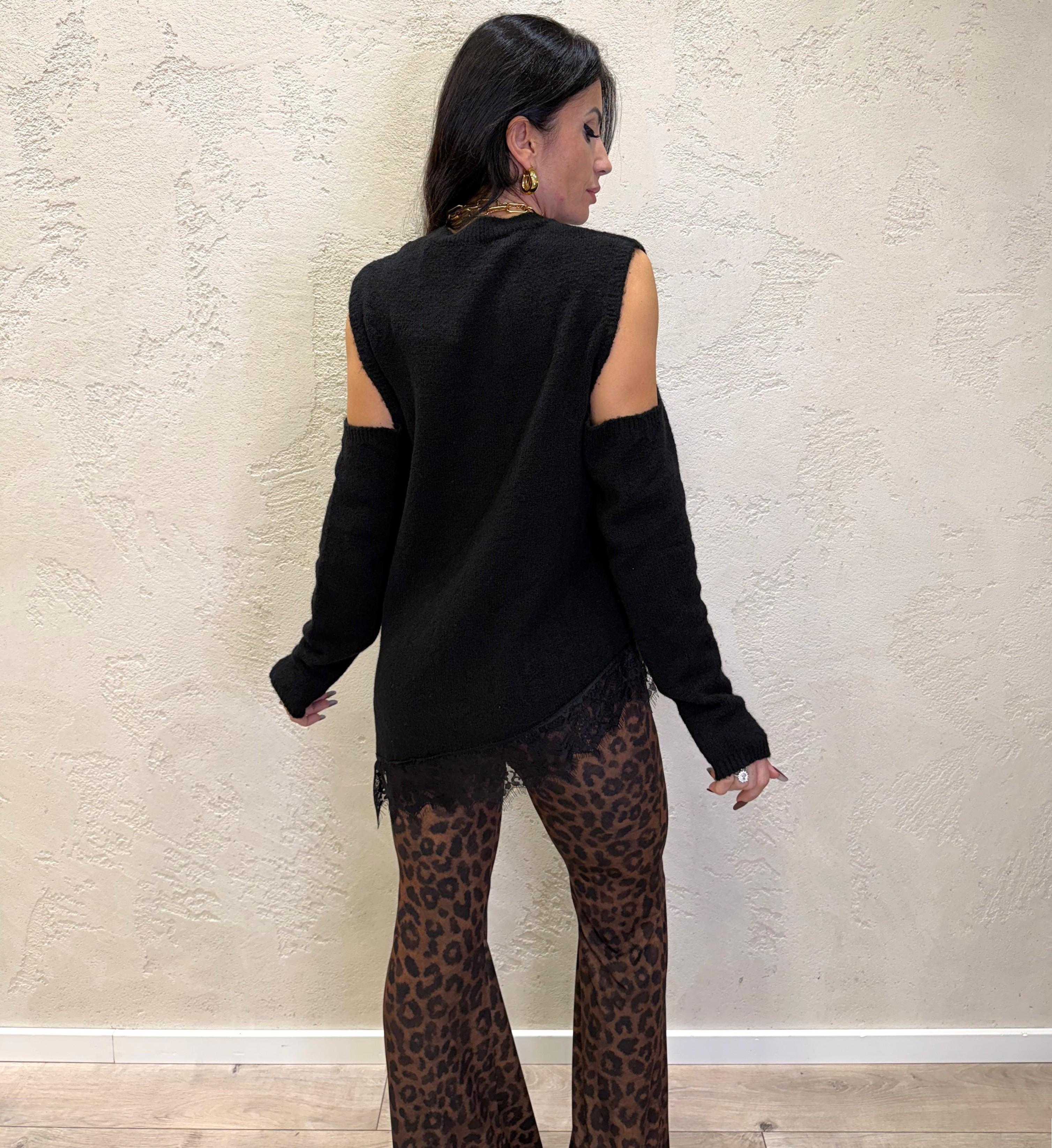 pull cut out con inserti in pizzo MFP-P185 NERO HAVEONE