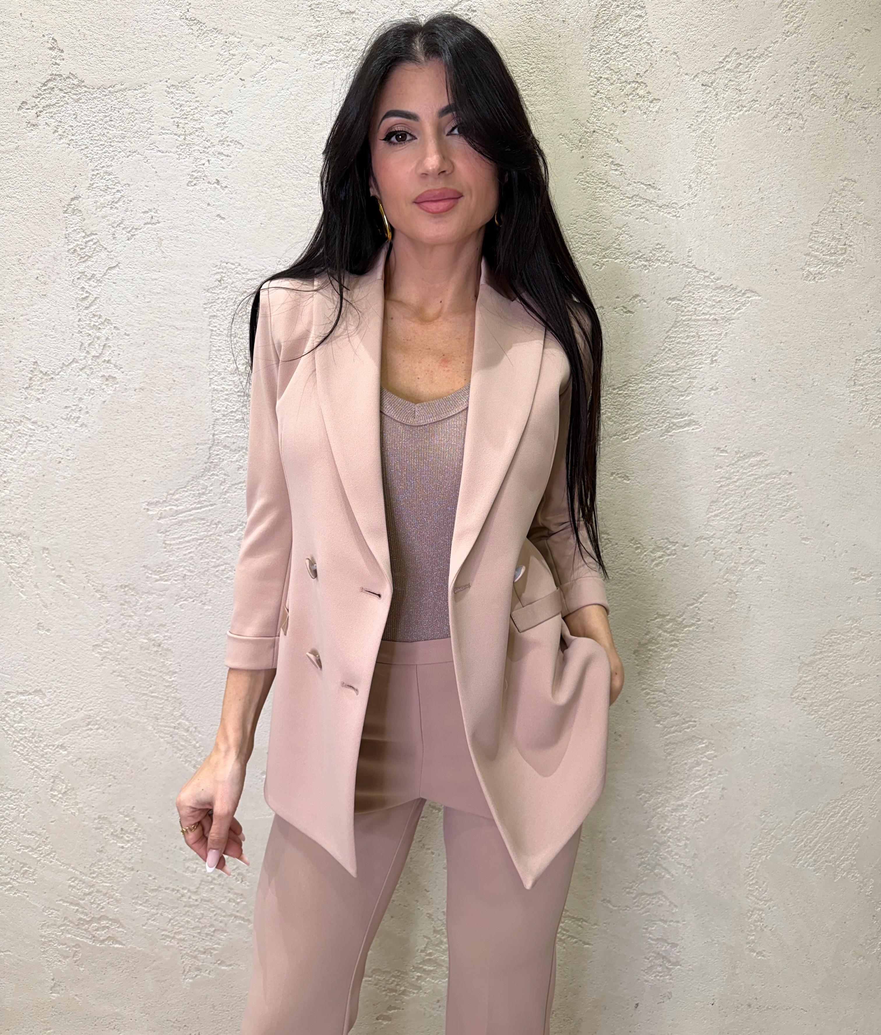 blazer doppiopetto in crepe elasticizzato JU25LAW CIPRIA IMPERIAL