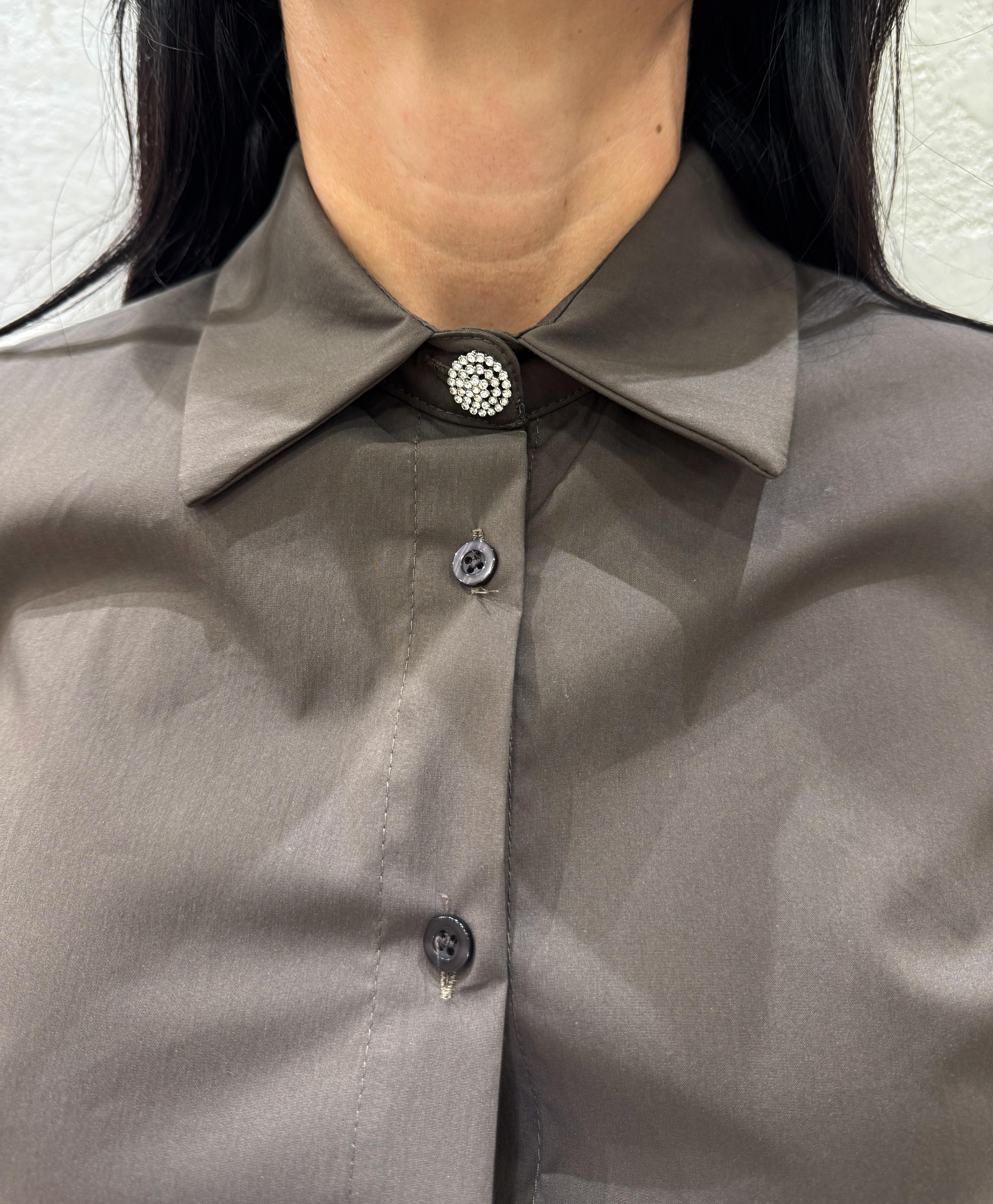 camicia con bottone gioiello 748V25 MORO SUSY MIX