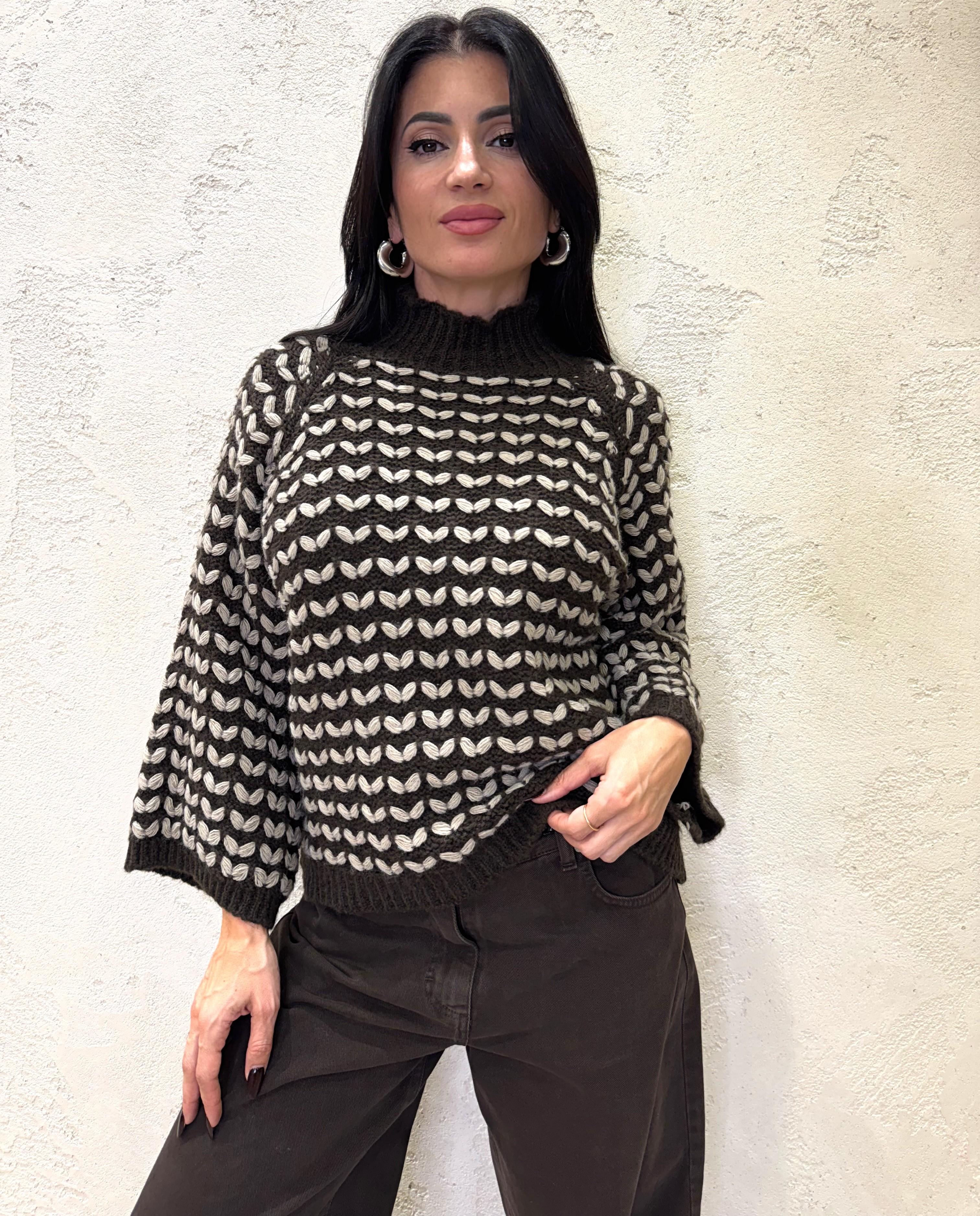pull doppio colore MCUORE MORO/BEIGE ELEVI