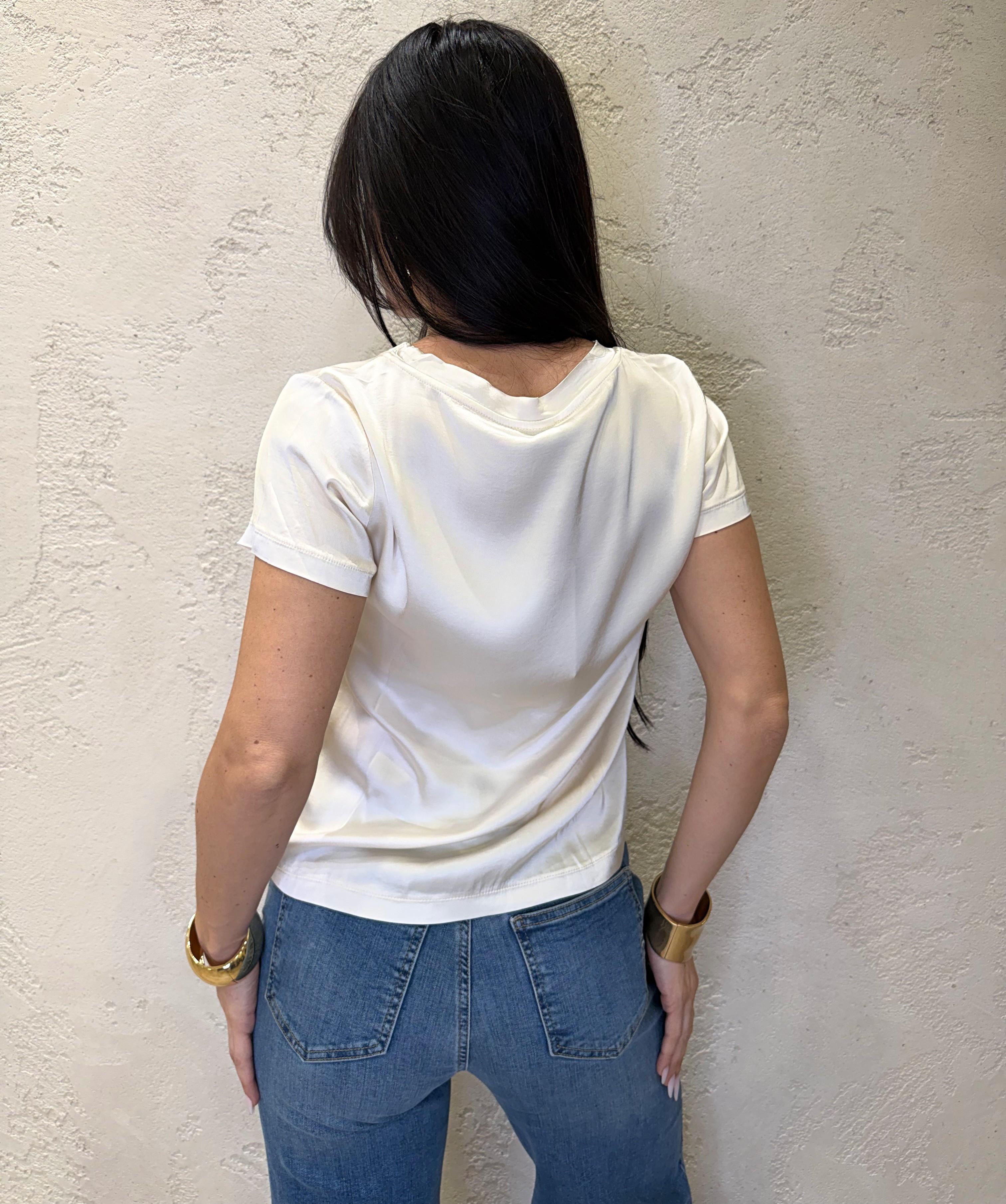 Blusa elasticizzata in satin 26FA705BU BURRO SUSY MIX