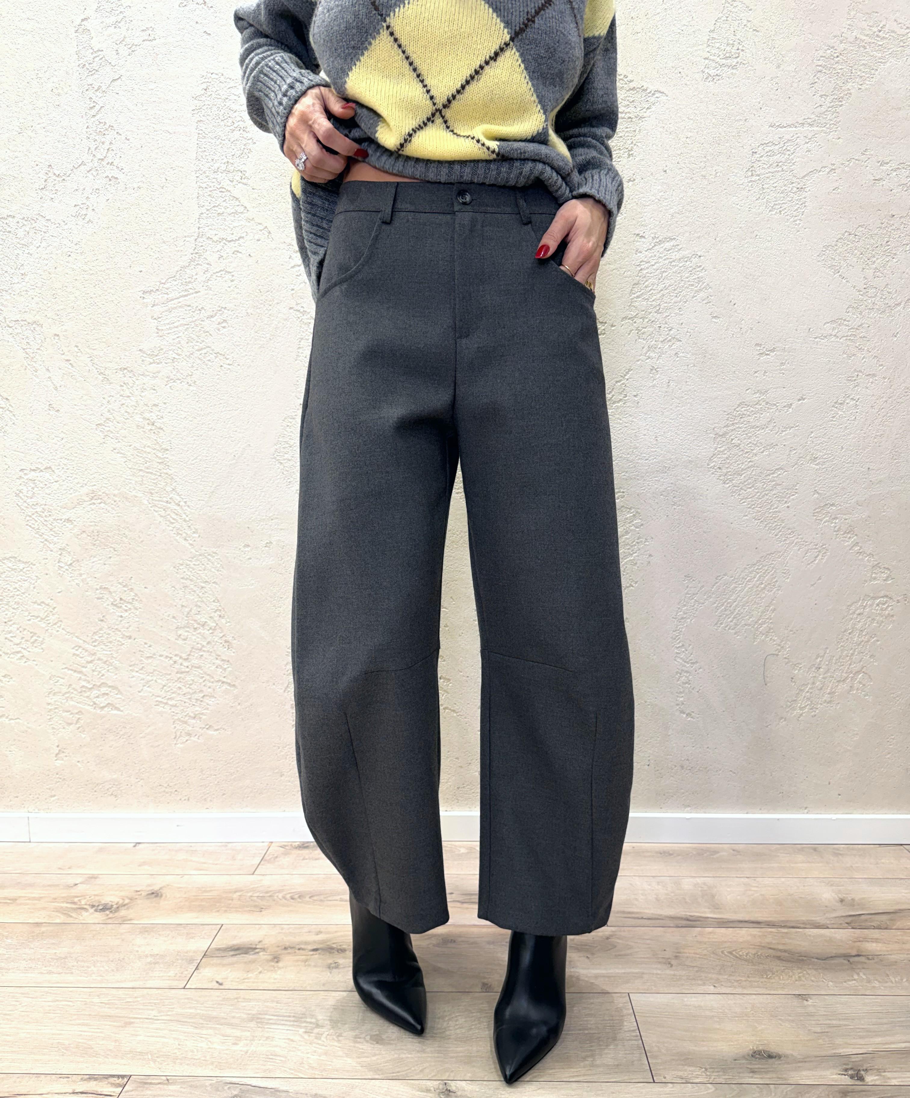 pantalone a ferro di cavallo in calda viscosa TF2239 GRIGIO VICOLO