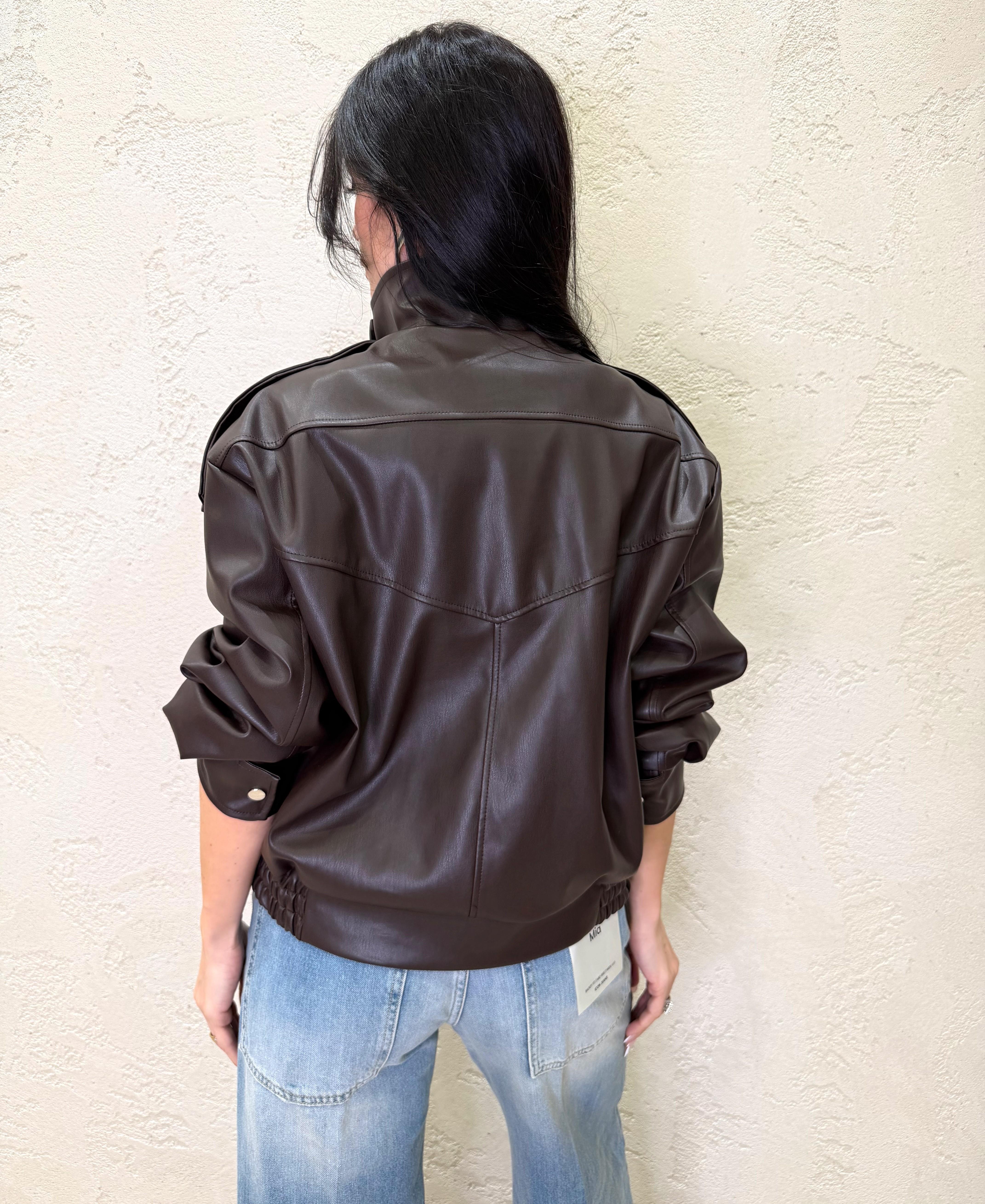 bomber biker in ecopelle TAB1047 FONDENTE VICOLO
