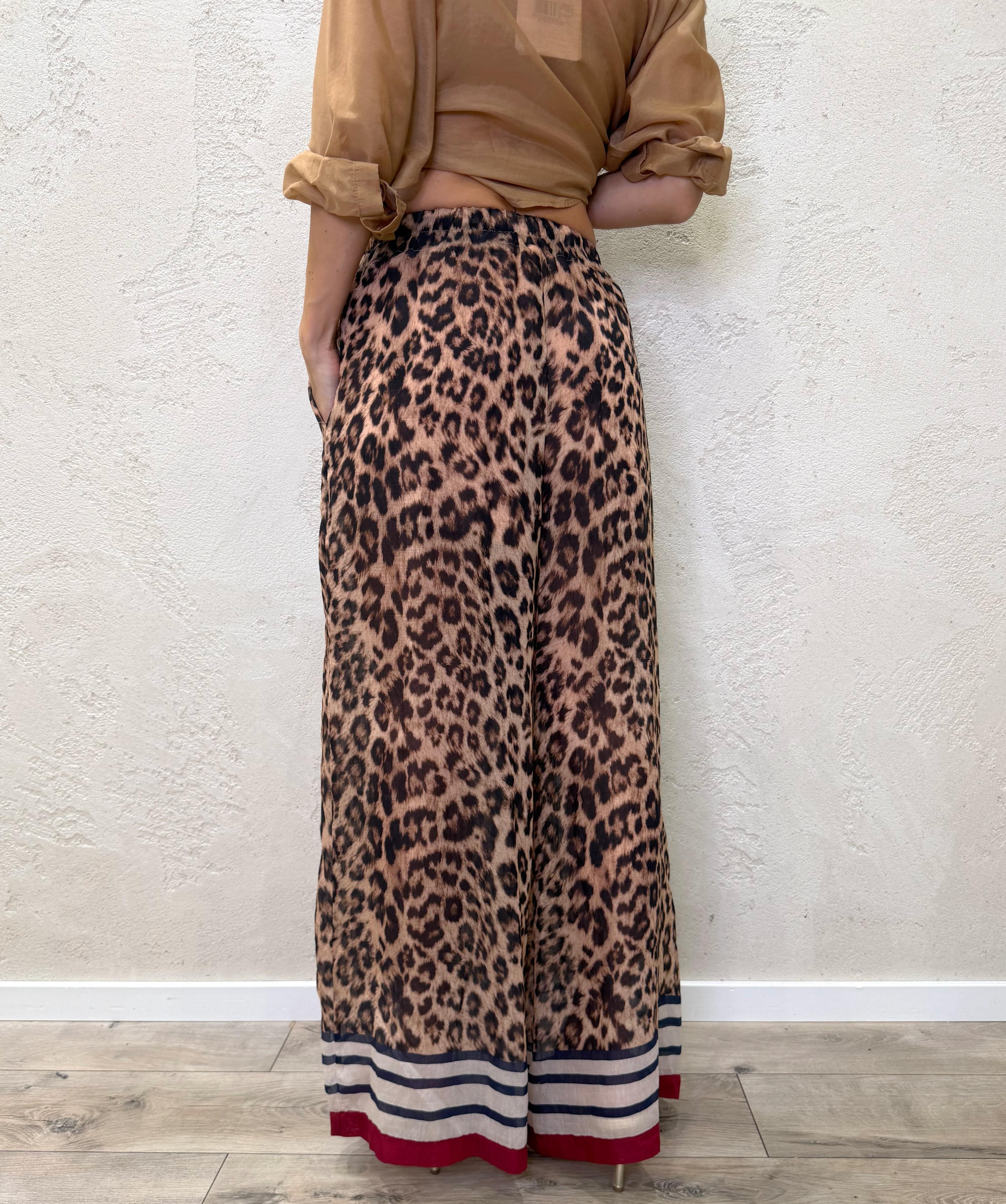 pantalone morbido a palazzo leopardato PE260244 MACULATO TENSIONE IN