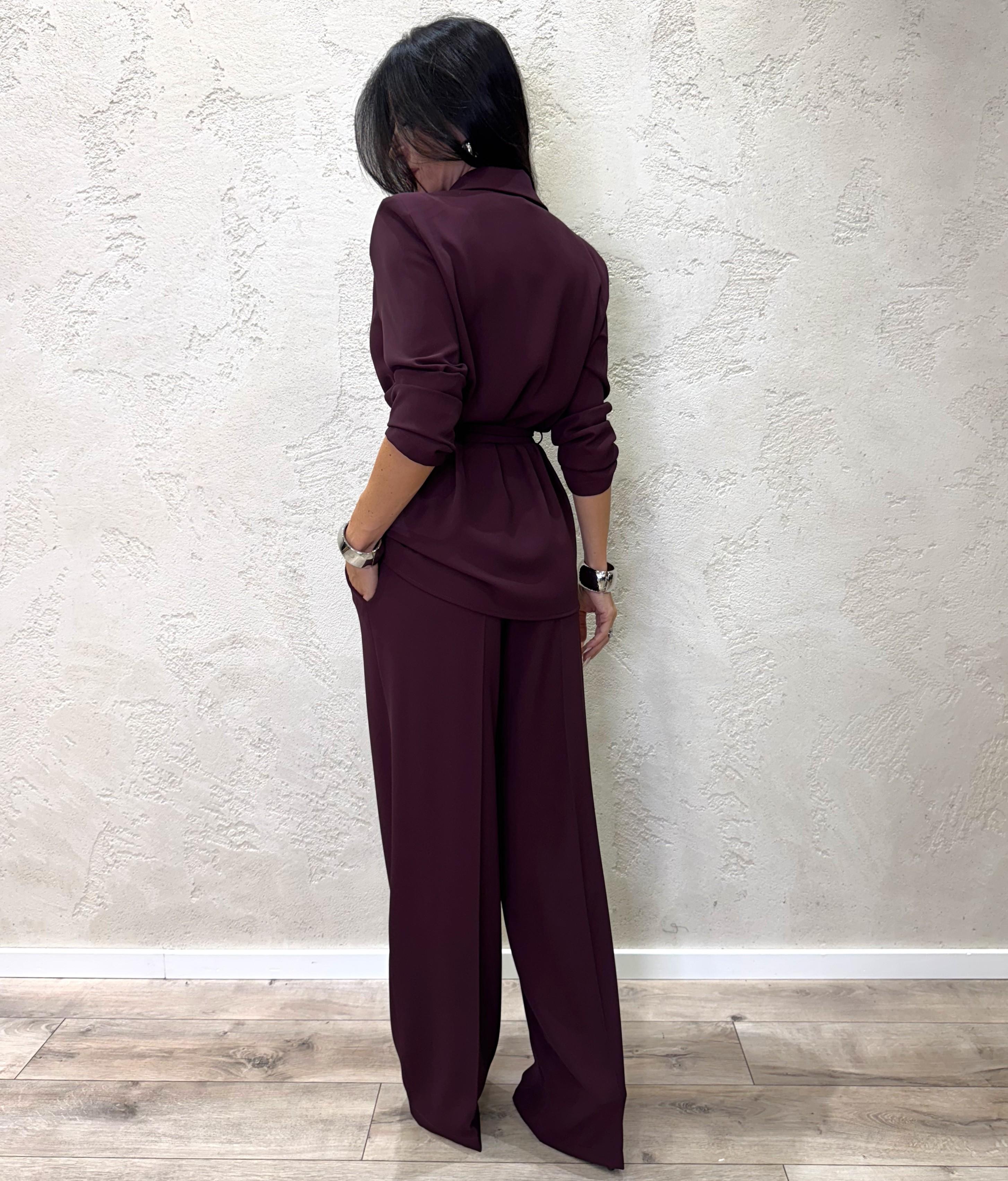 completo blazer con cintura e pantalone 303211 VINO SUSY MIX