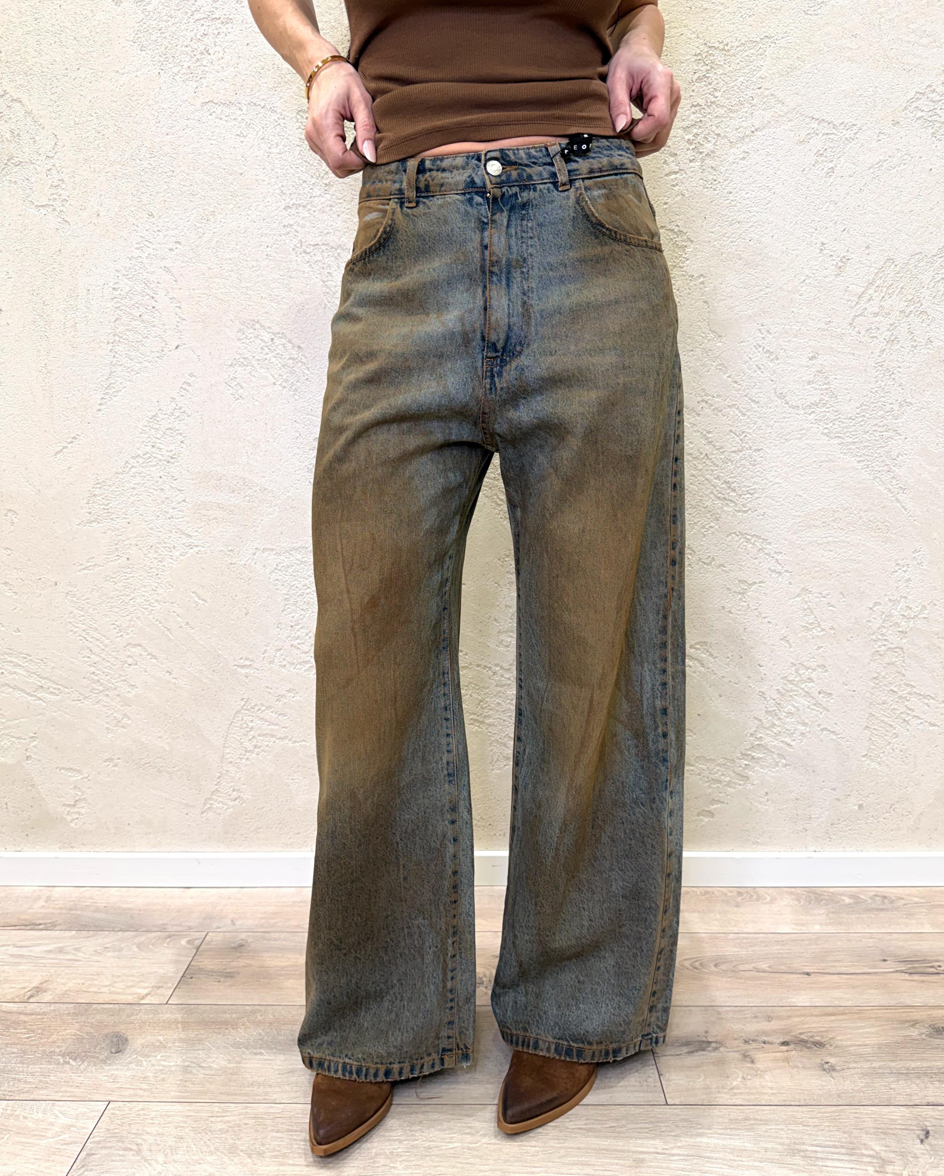 jeans modello amelie a palazzo PGZ-Q118 SPENNELLATO DENIM HAVEONE