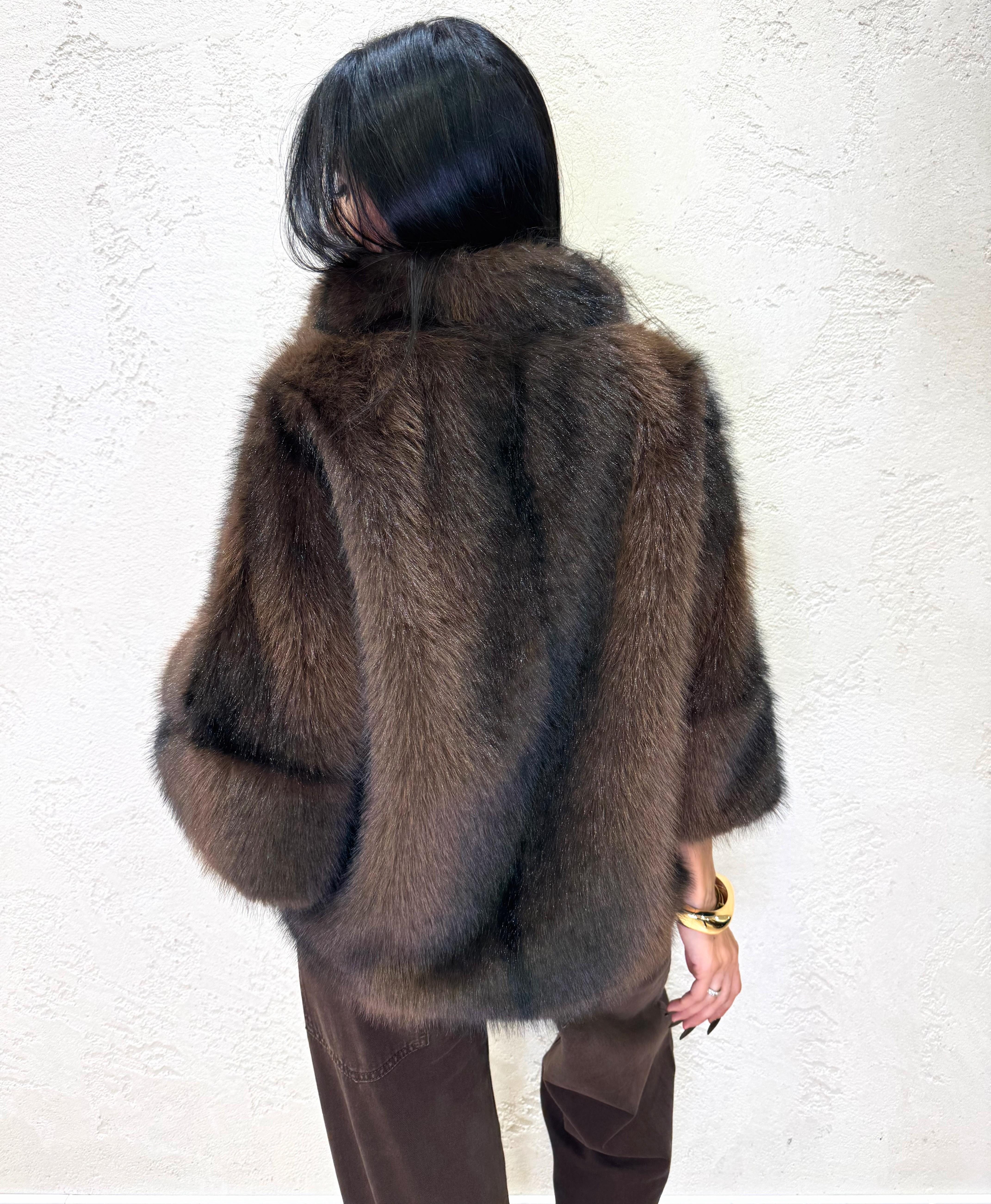 Ecopelliccia poncho pelo lungo manica 3/4 PPONCHO MORO ELEVI