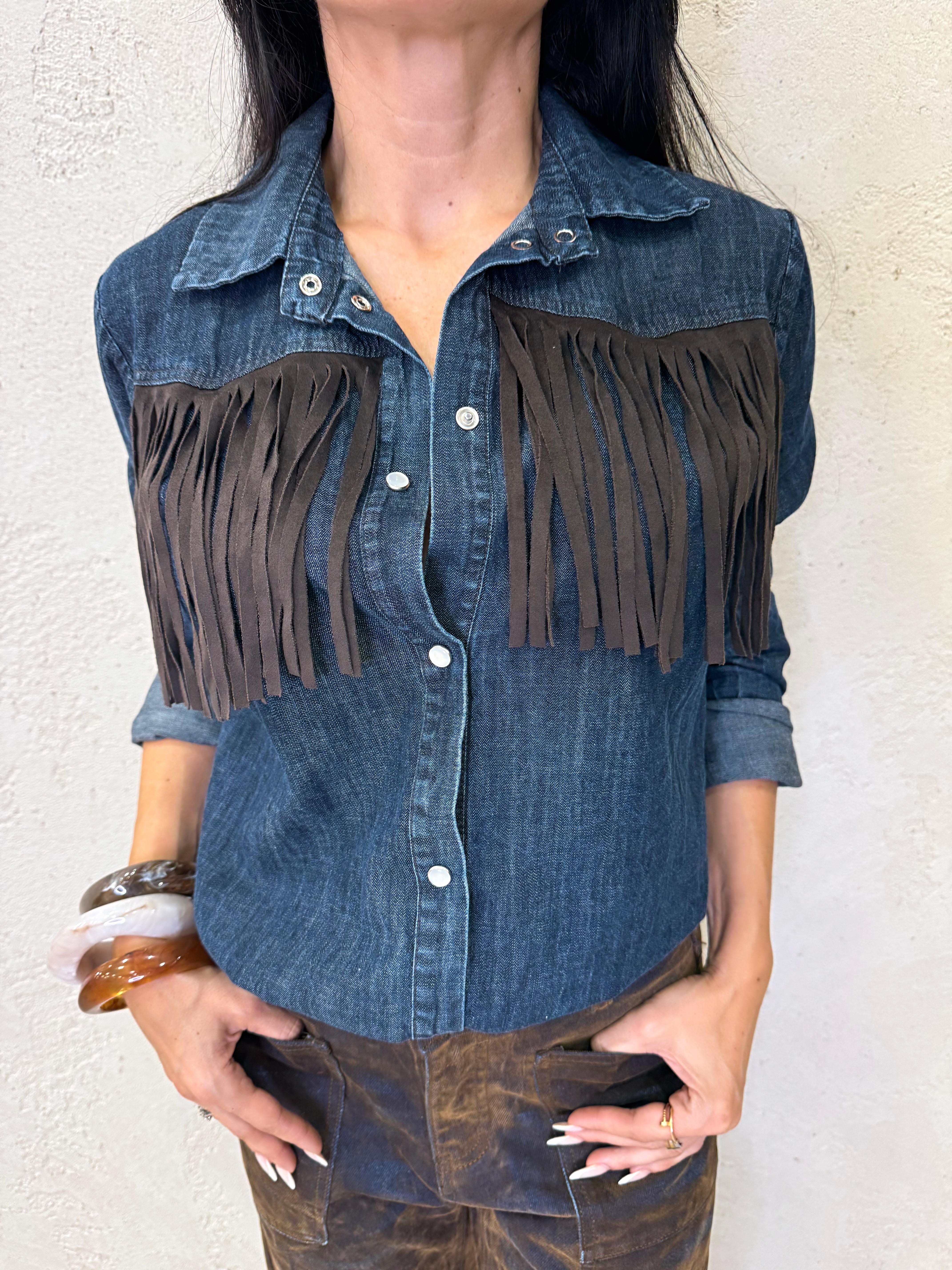 camicia in jeans con frange I255102 DENIM SUSY MIX