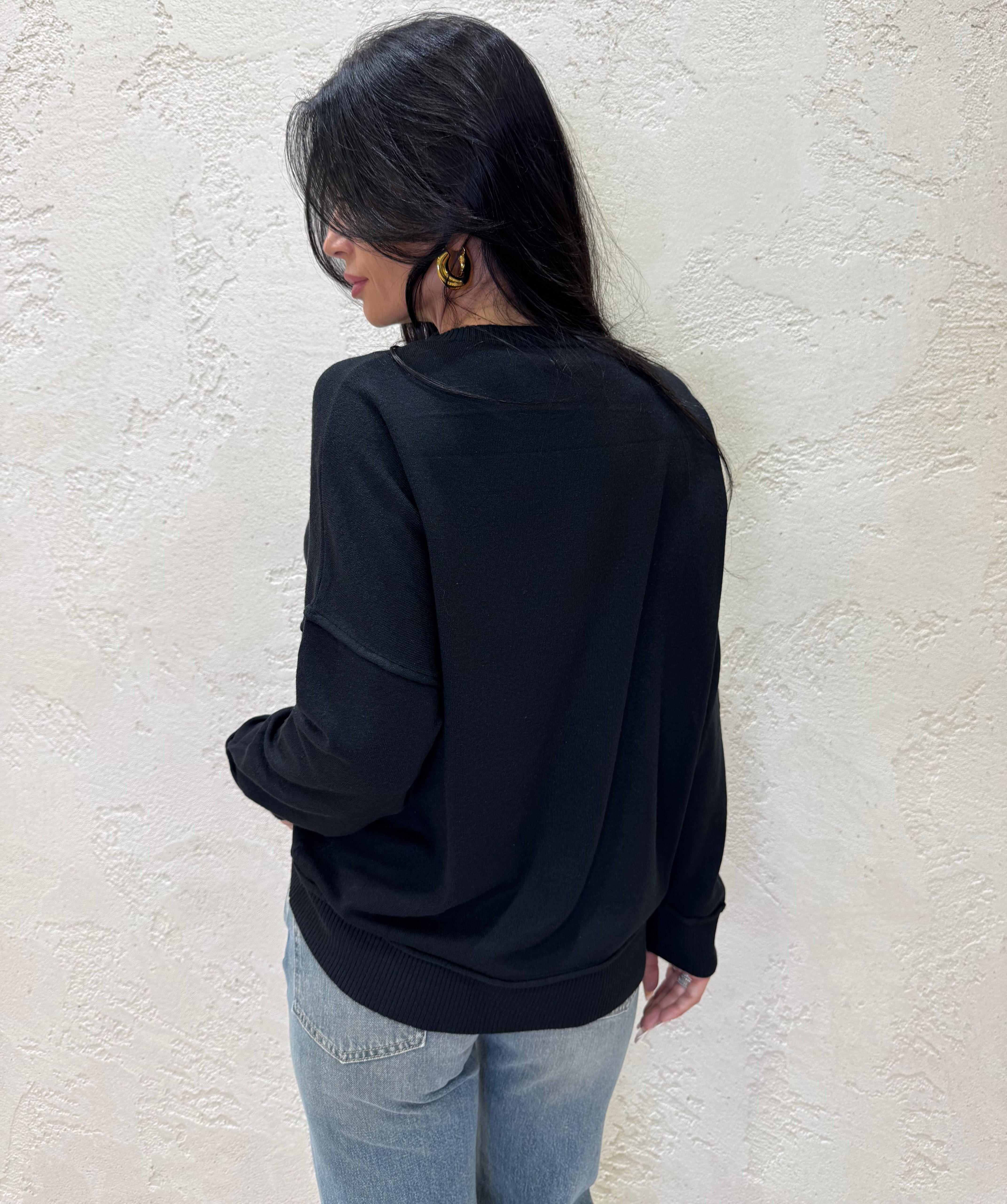 maglia morbida a girocollo 2350 NERO SUSY MIX