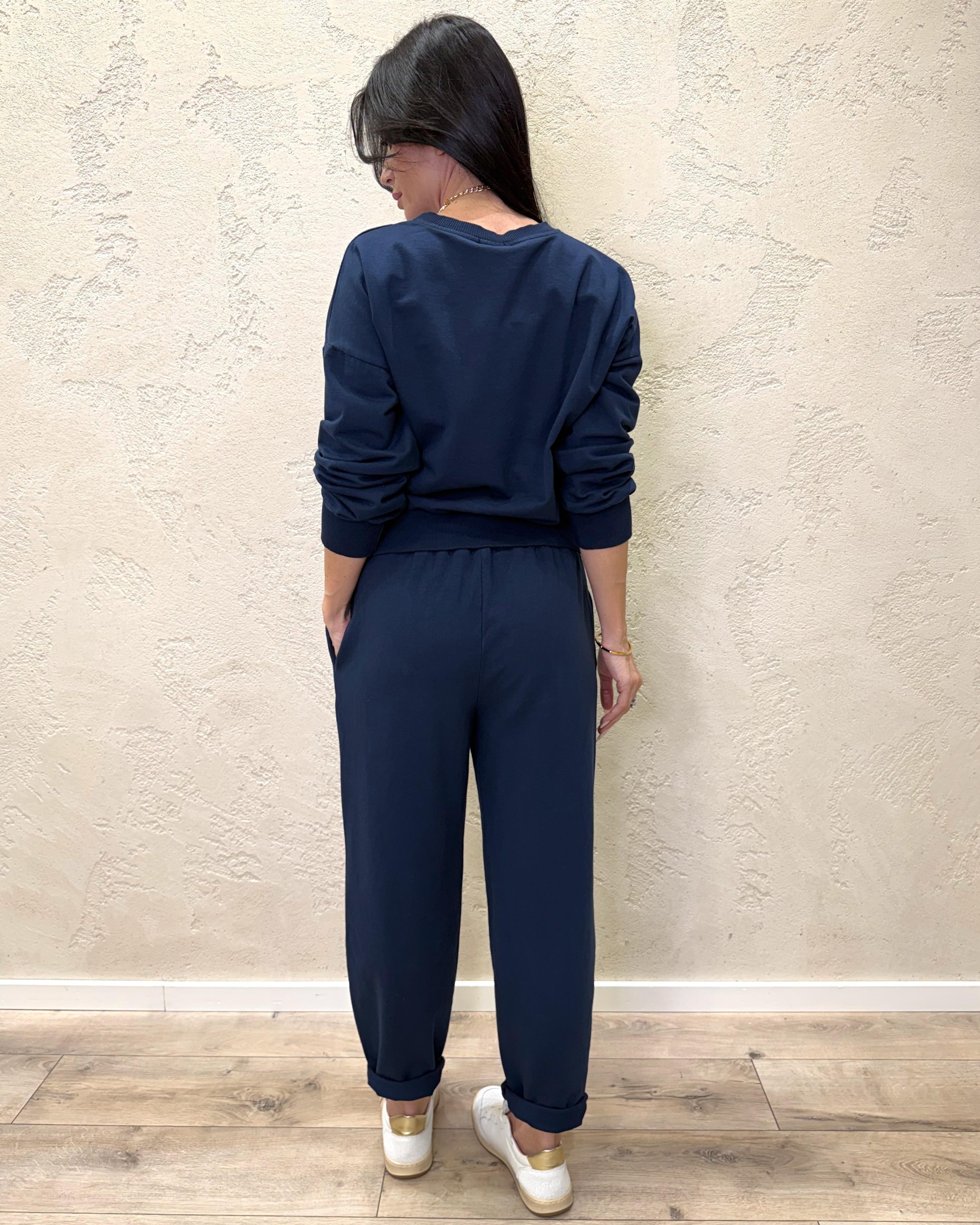 tuta di felpa garzata 26851 BLU SUSY MIX