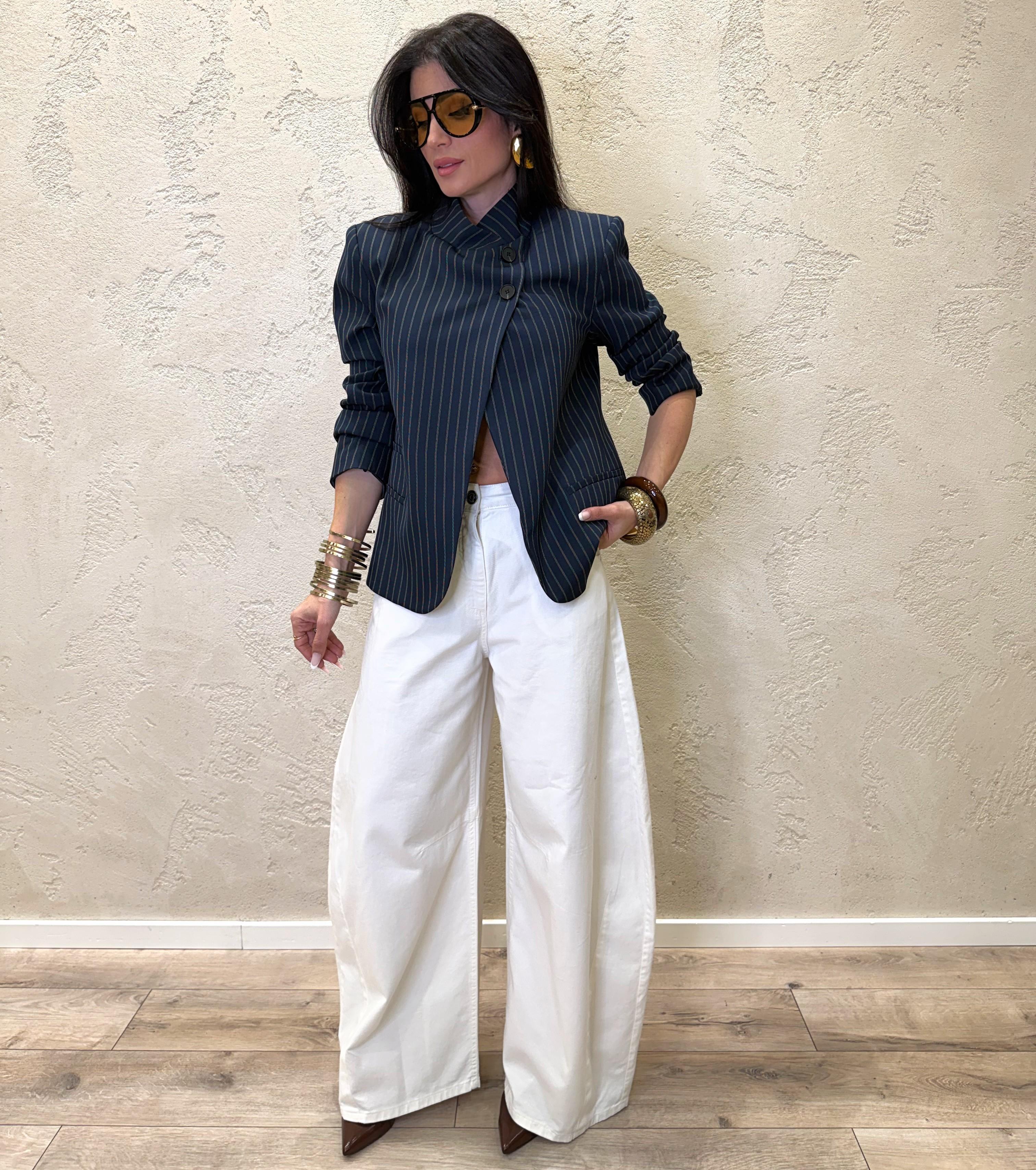 jeans elasticizzato modello louvre barrel fit P314B982D001 BIANCO TENSIONE IN