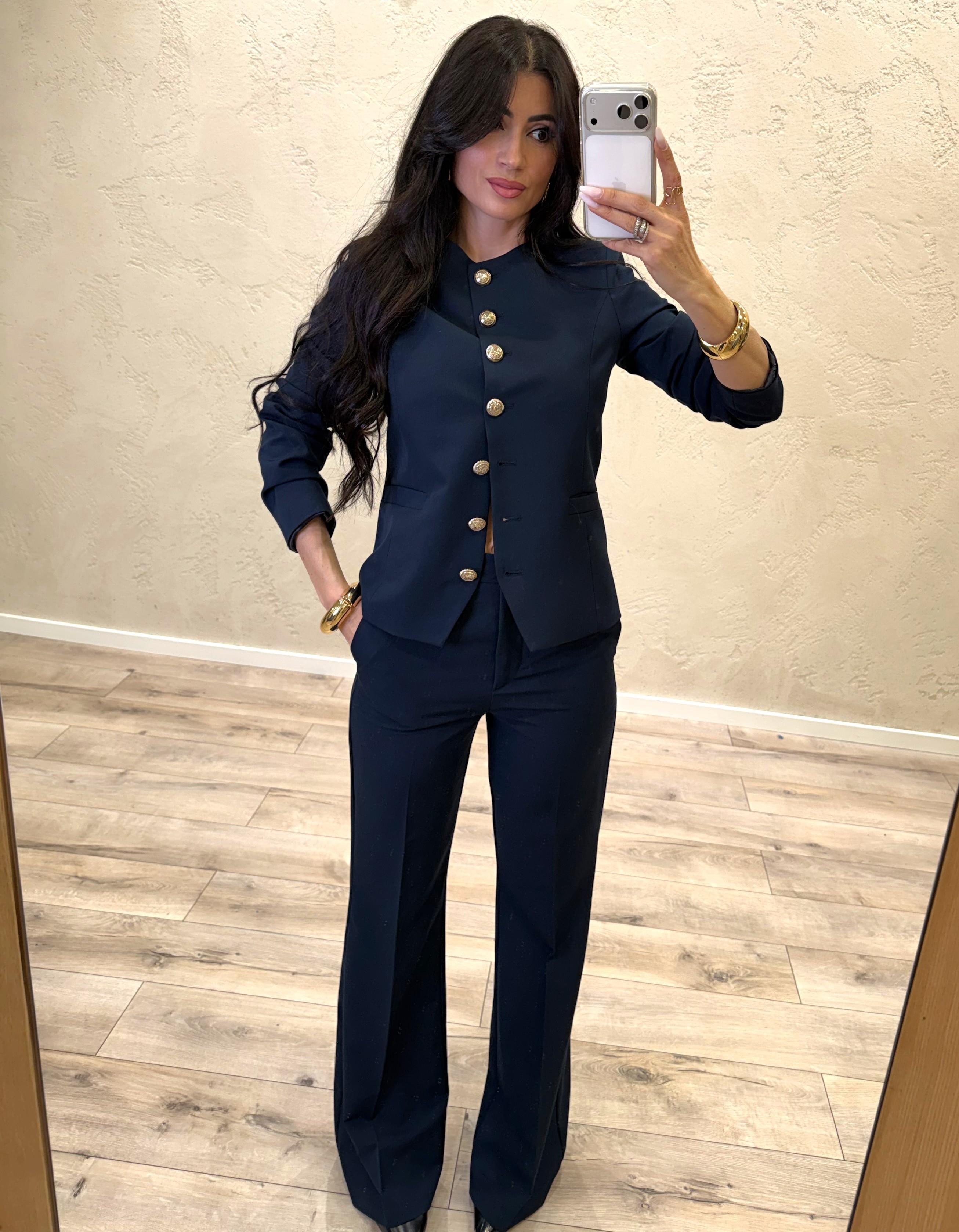 giacca chanellina infiancata TAB1716 BLU VICOLO