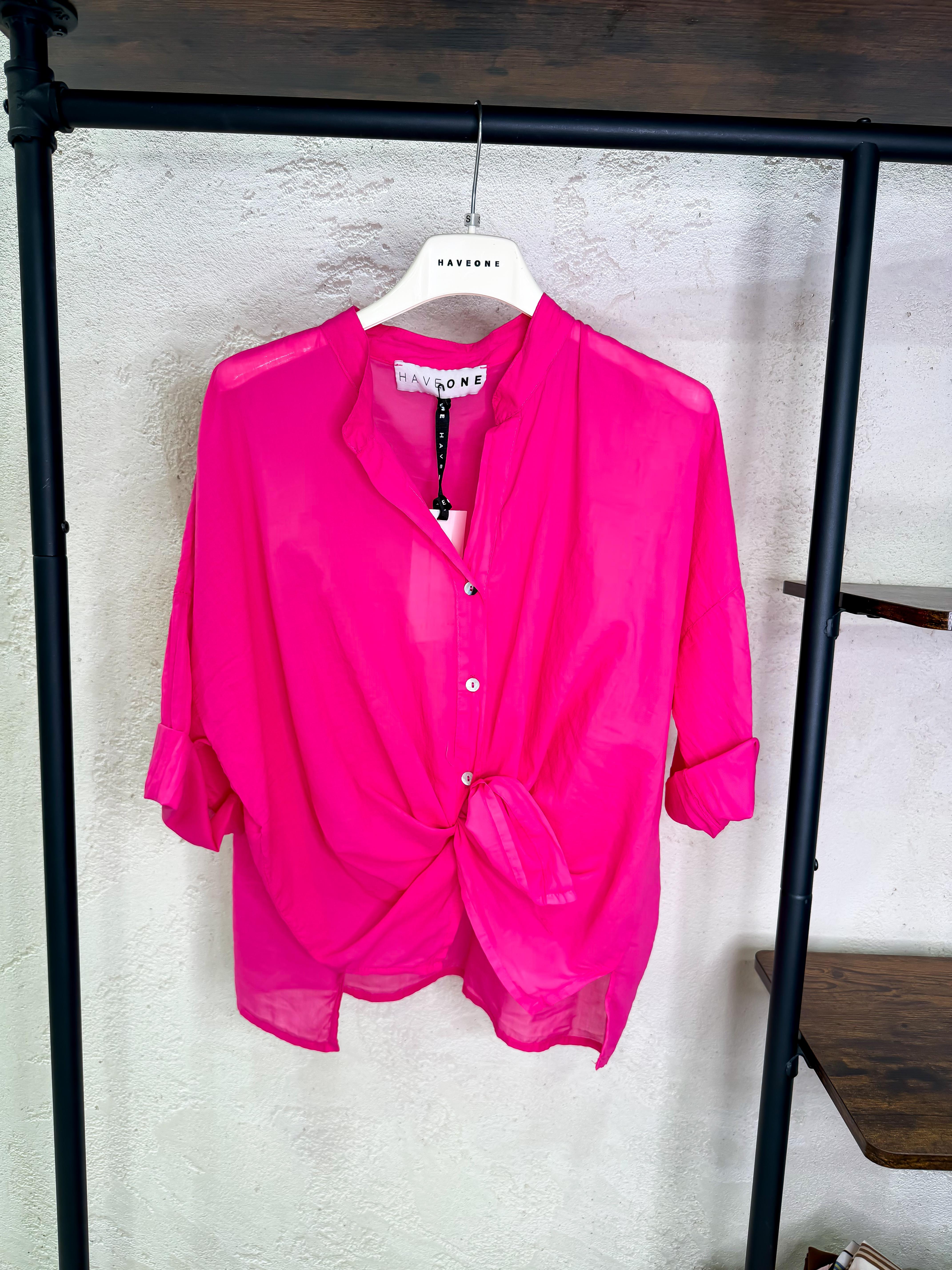 camicia in mussola con collo alla coreana CFL-Q387 FUCSIA HAVEONE