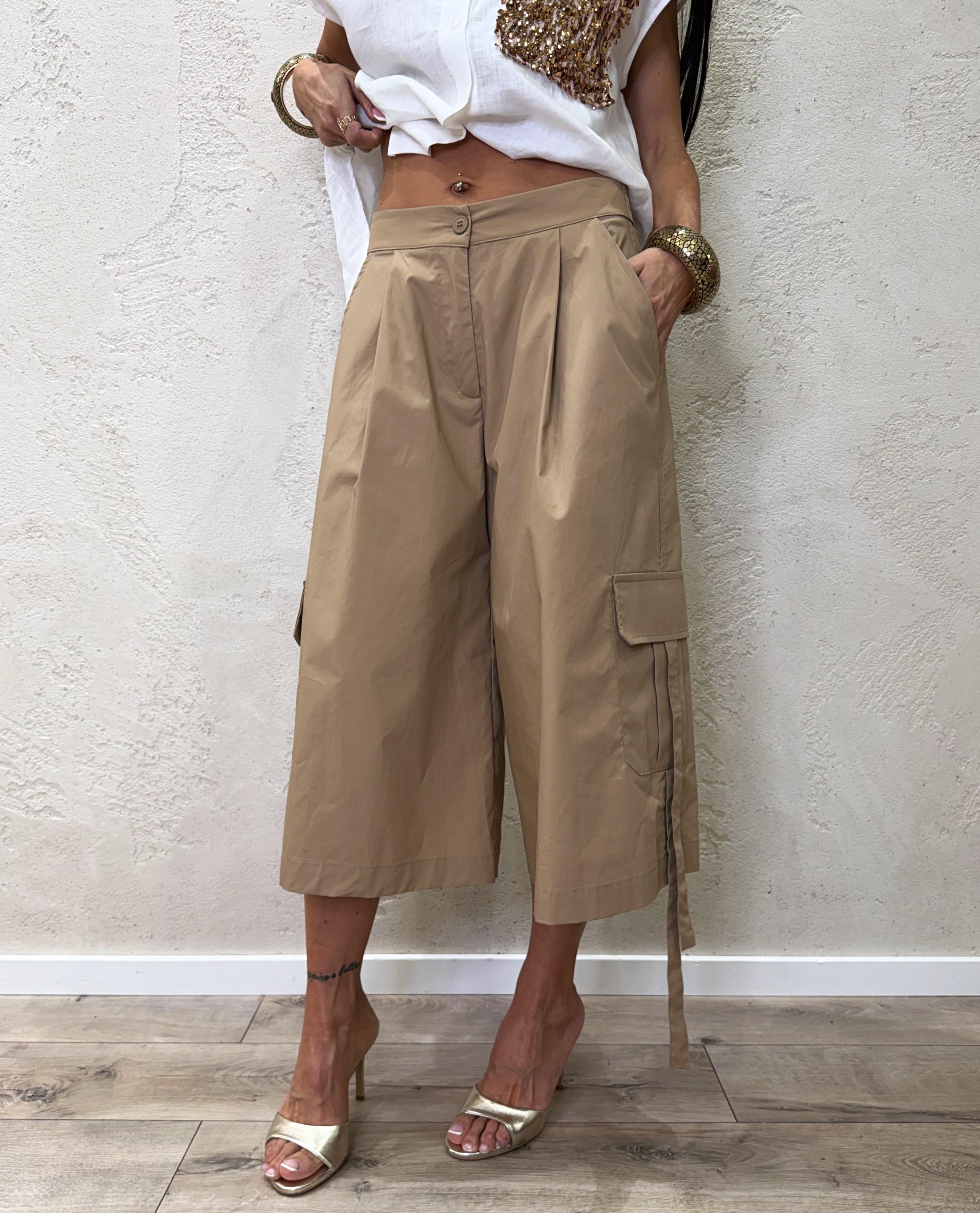 maxi bermuda cargo 100% cotone 39409 CAMEL TENSIONE IN