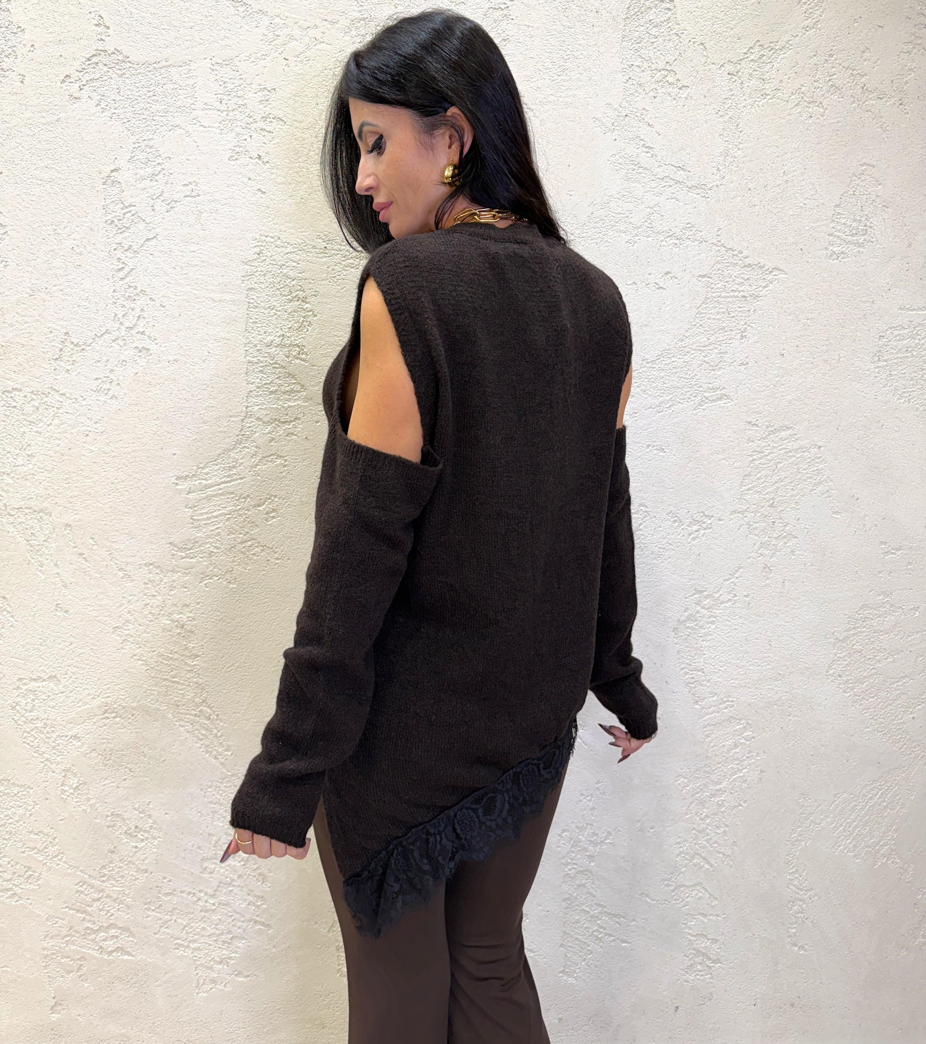 pull cut out con inserti in pizzo MFP-P185 MORO HAVEONE