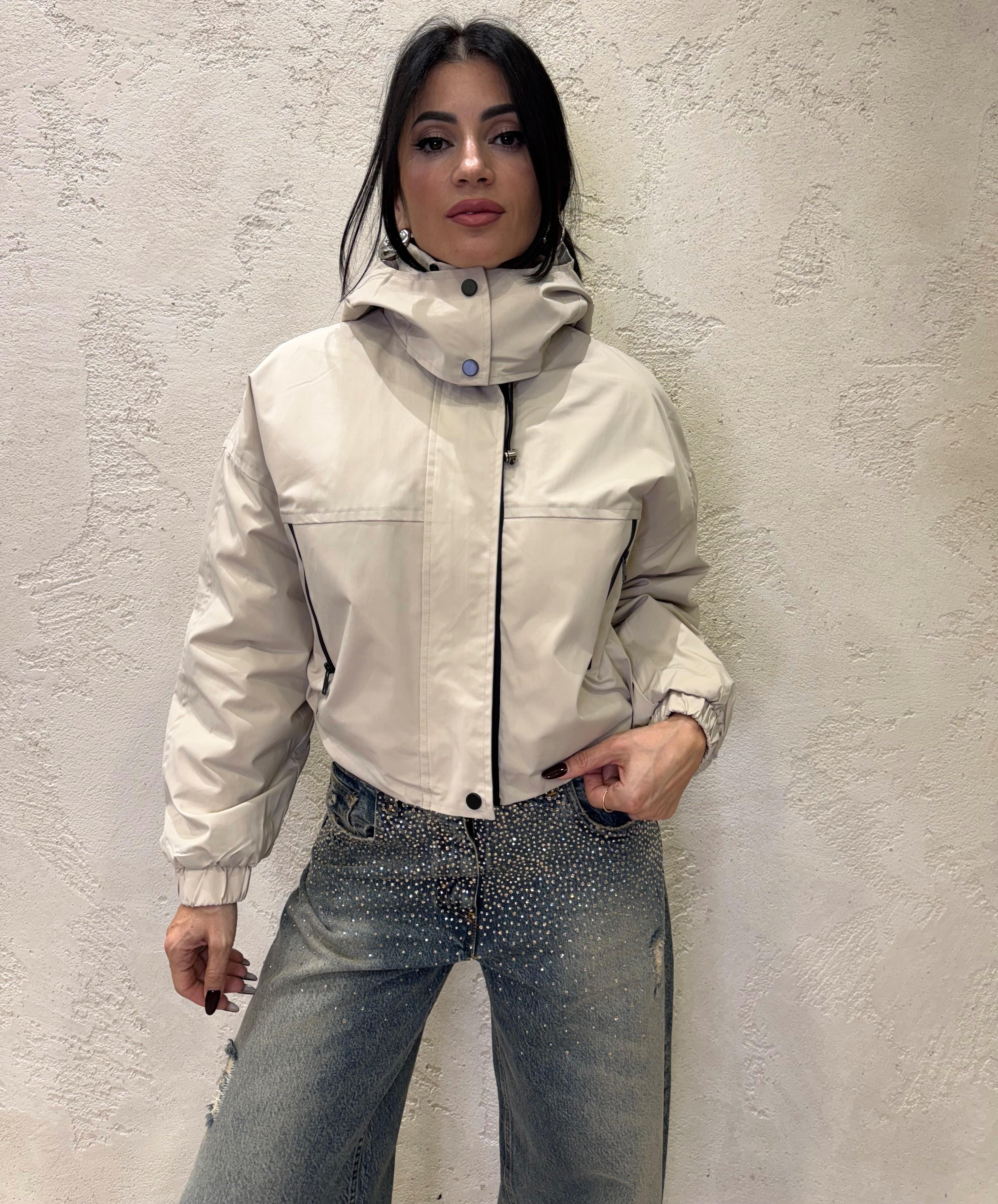 bomber imbottito in tessuto tech BOMBCROPCAP NATURALE ELEVI