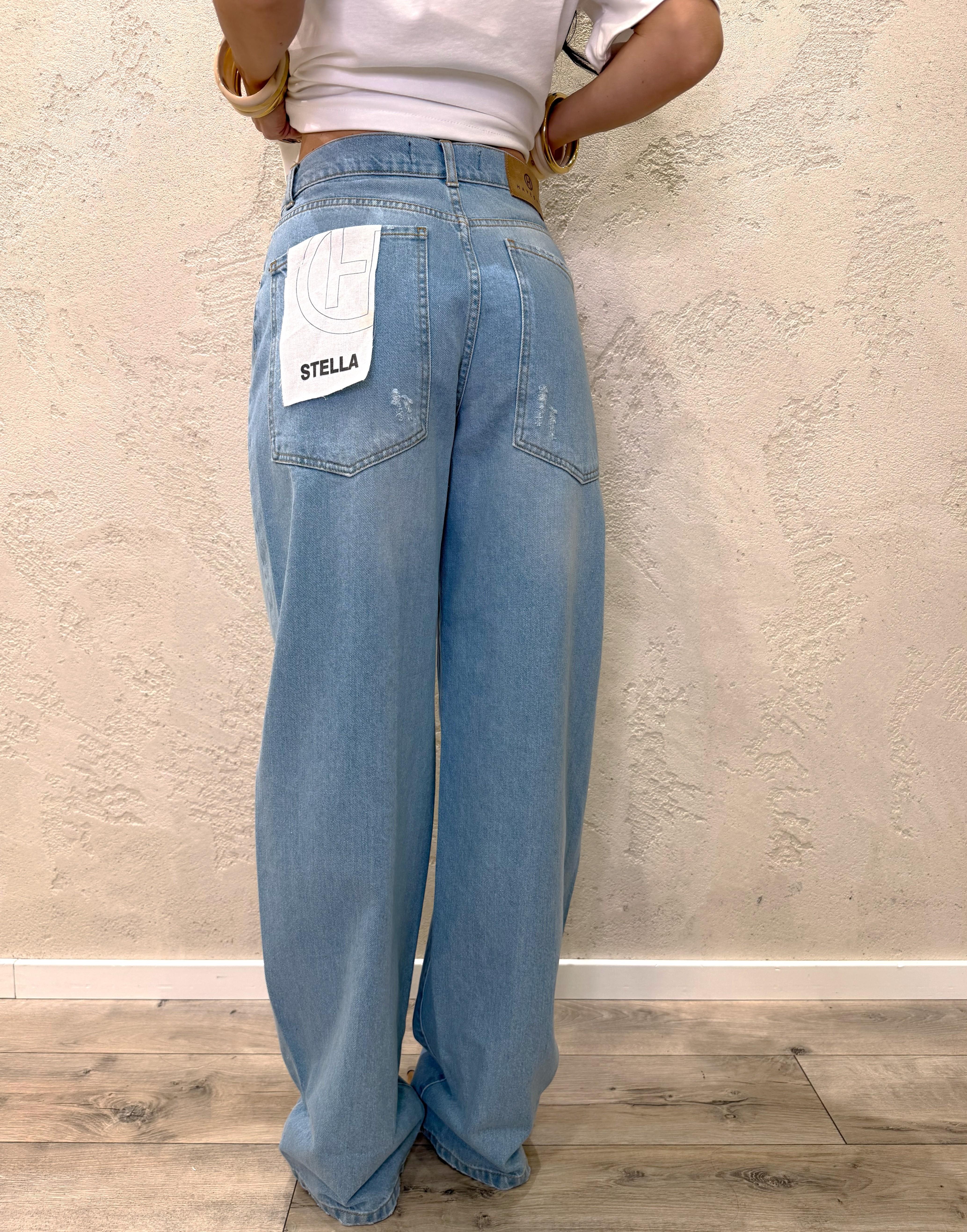 jeans modello stella in tela ferma a gamba dritta PLS-Q388 DENIMCHIARO HAVEONE