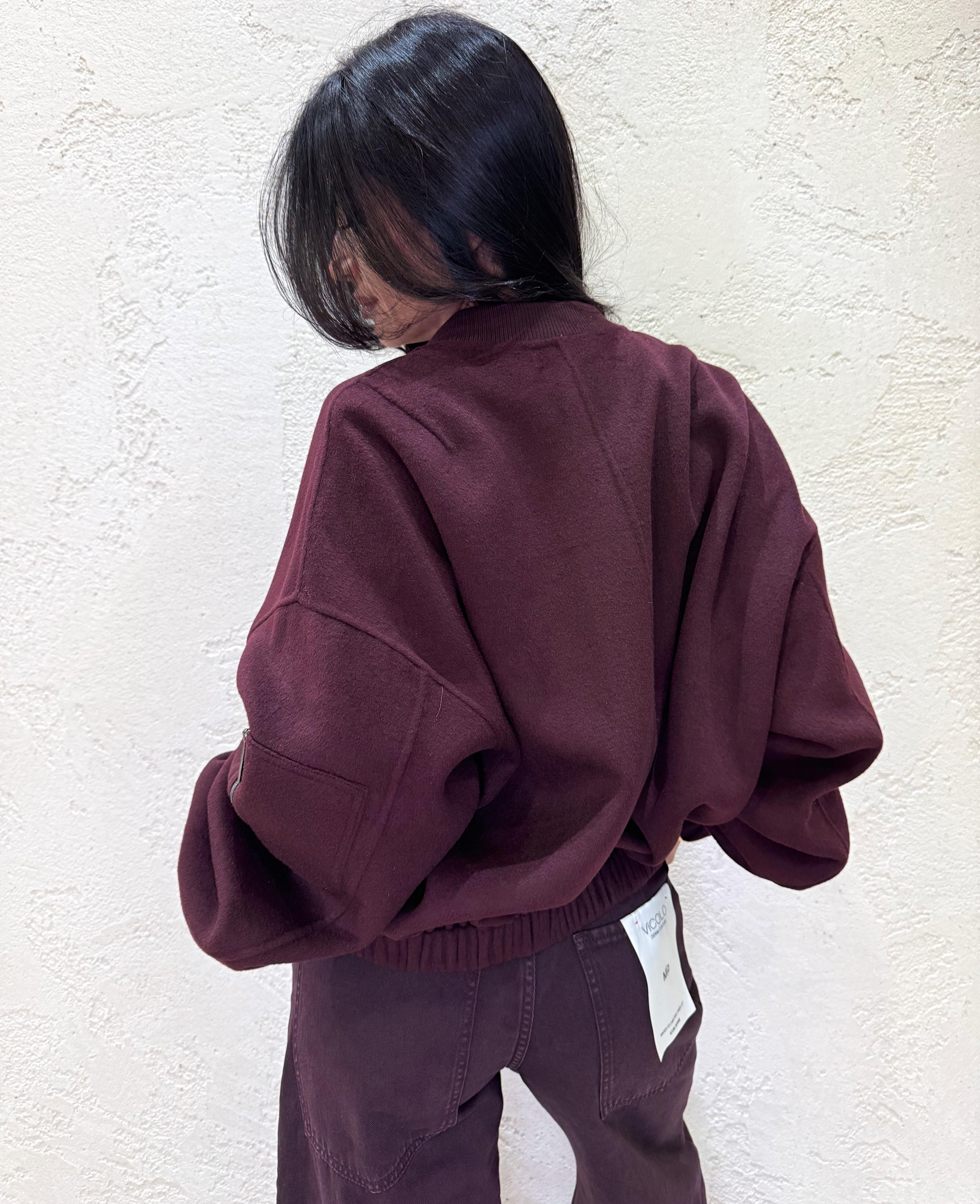 bomber misto lana in panno HAND MADE TF0076 BORDEAUX VICOLO